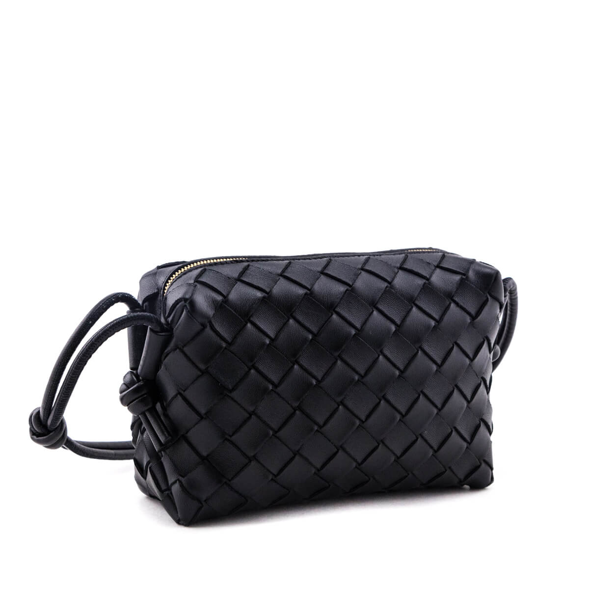 Bottega Veneta Black Nappa Calfskin Intrecciato Mini Loop Camera Bag