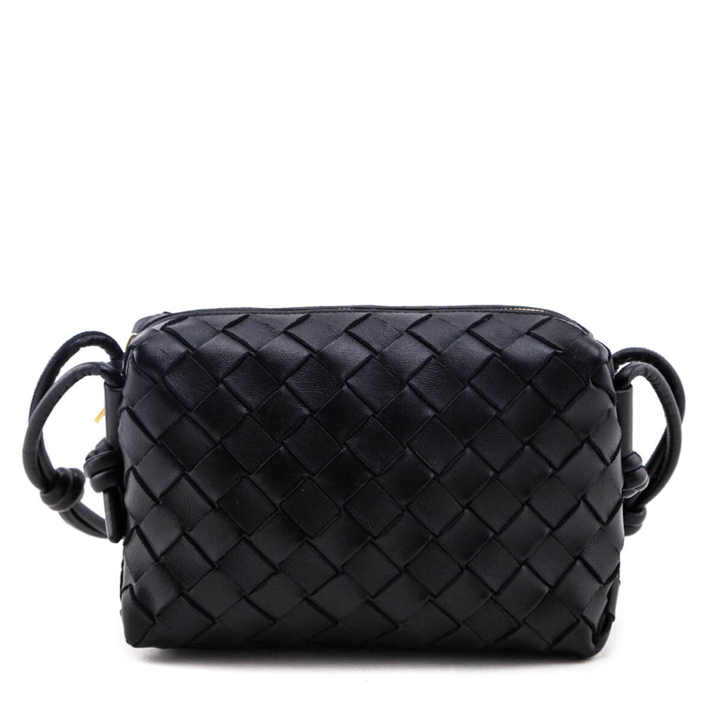 Bottega Veneta Black Nappa Calfskin Intrecciato Mini Loop Camera Bag