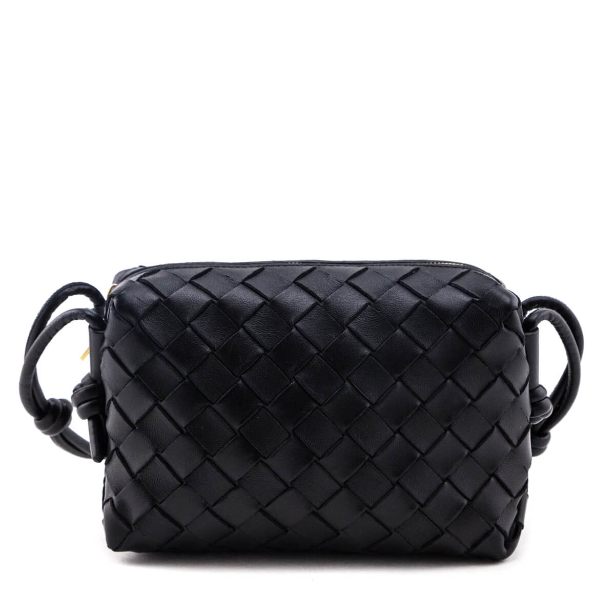 Bottega Veneta Black Nappa Calfskin Intrecciato Mini Loop Camera Bag