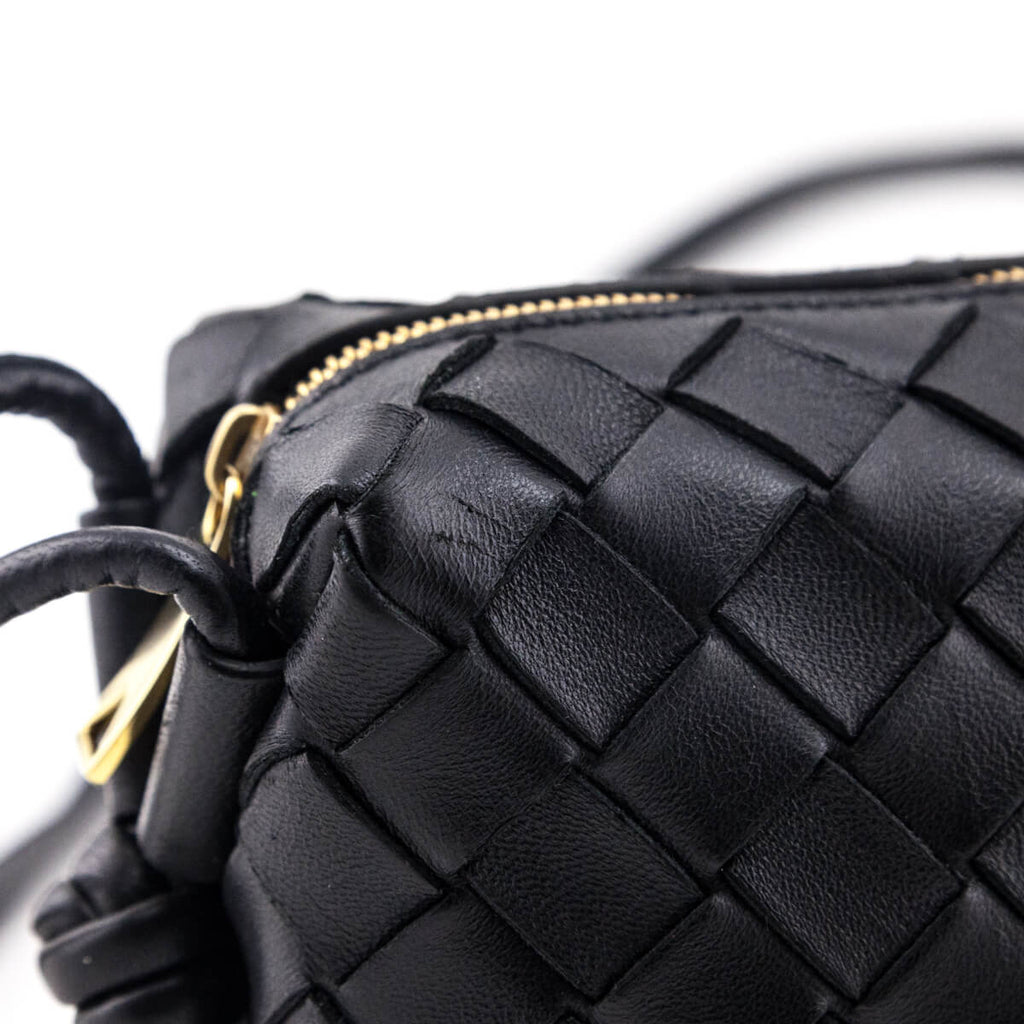 Bottega Veneta Black Nappa Calfskin Intrecciato Mini Loop Camera Bag