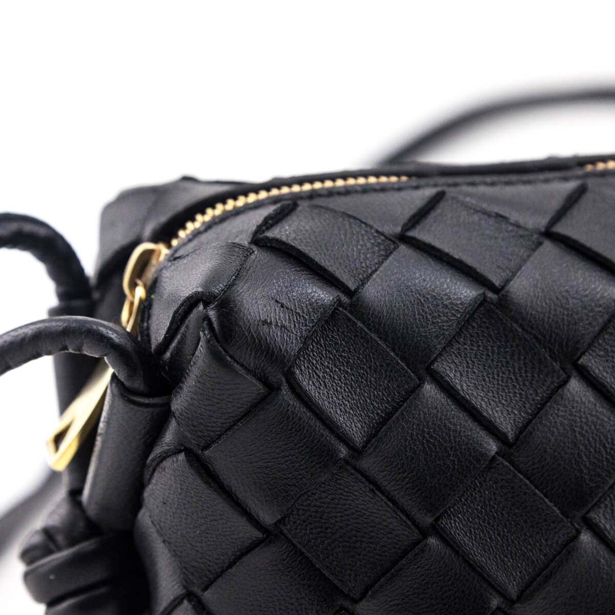 Bottega Veneta Black Nappa Calfskin Intrecciato Mini Loop Camera Bag