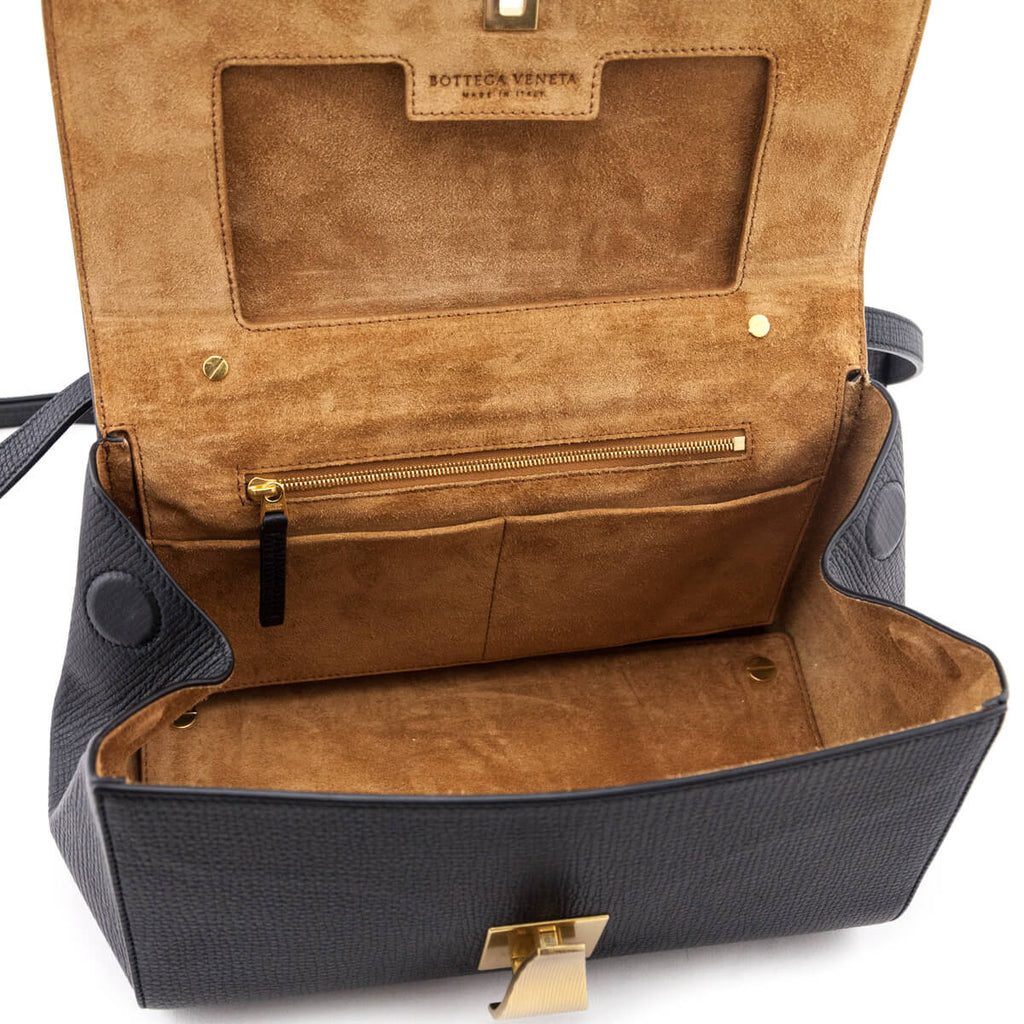 Bottega Veneta Black Textured Calfskin BV Angle Bag