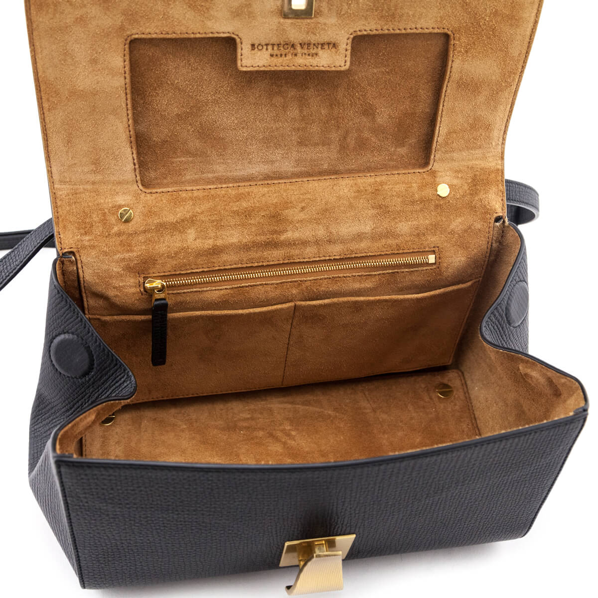 Bottega Veneta Black Textured Calfskin BV Angle Bag
