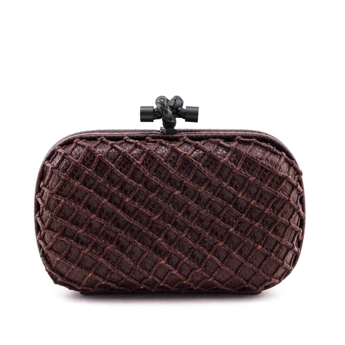 Bottega Veneta Burgundy Karung Intrecciato Knot Clutch