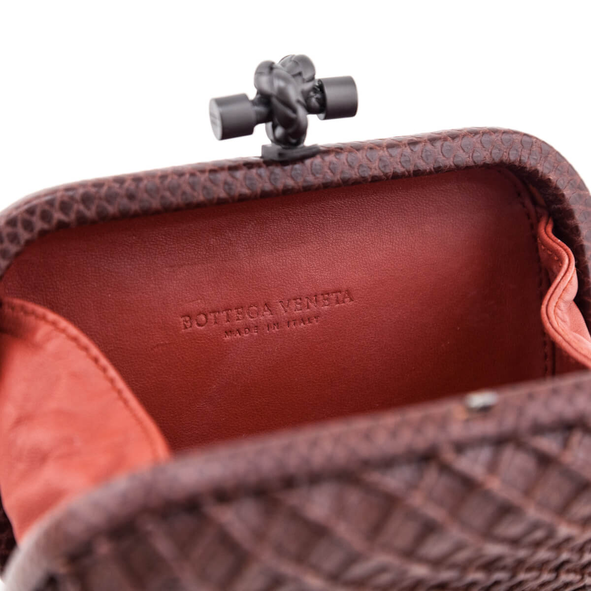 Bottega Veneta Burgundy Karung Intrecciato Knot Clutch