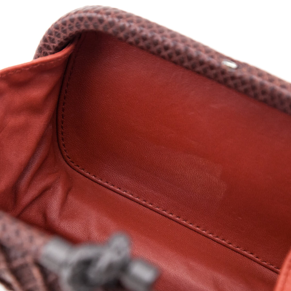 Bottega Veneta Burgundy Karung Intrecciato Knot Clutch
