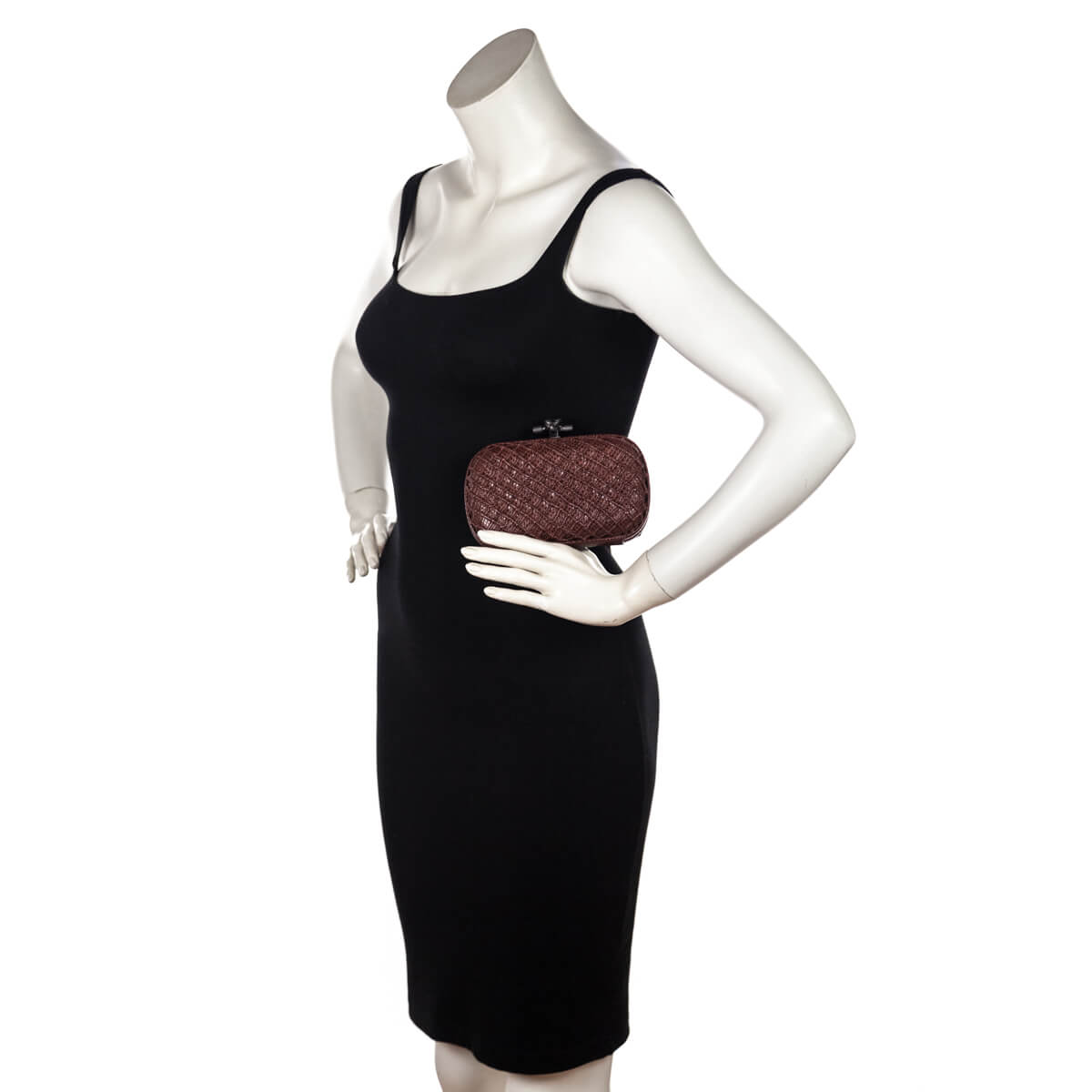 Bottega Veneta Burgundy Karung Intrecciato Knot Clutch