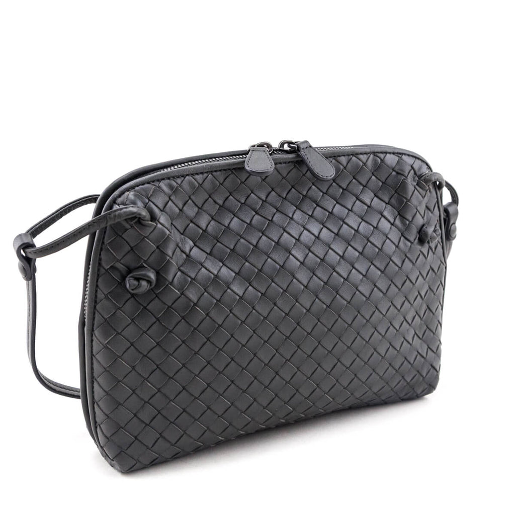 Bottega Veneta Gray Nappa Intrecciato Nodini Crossbody Messenger