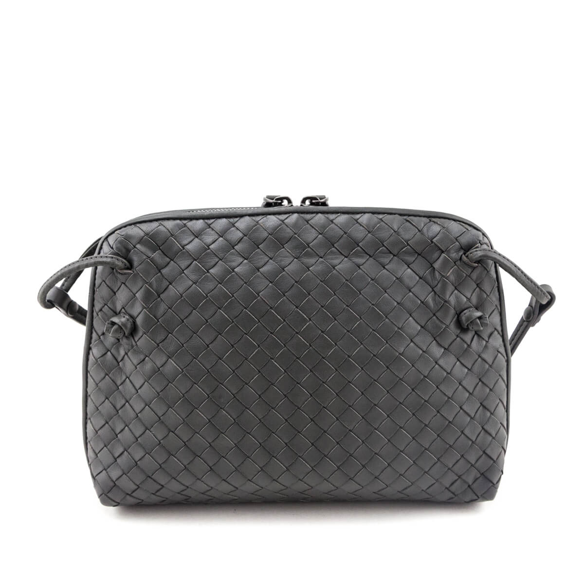 Bottega Veneta Gray Nappa Intrecciato Nodini Crossbody Messenger