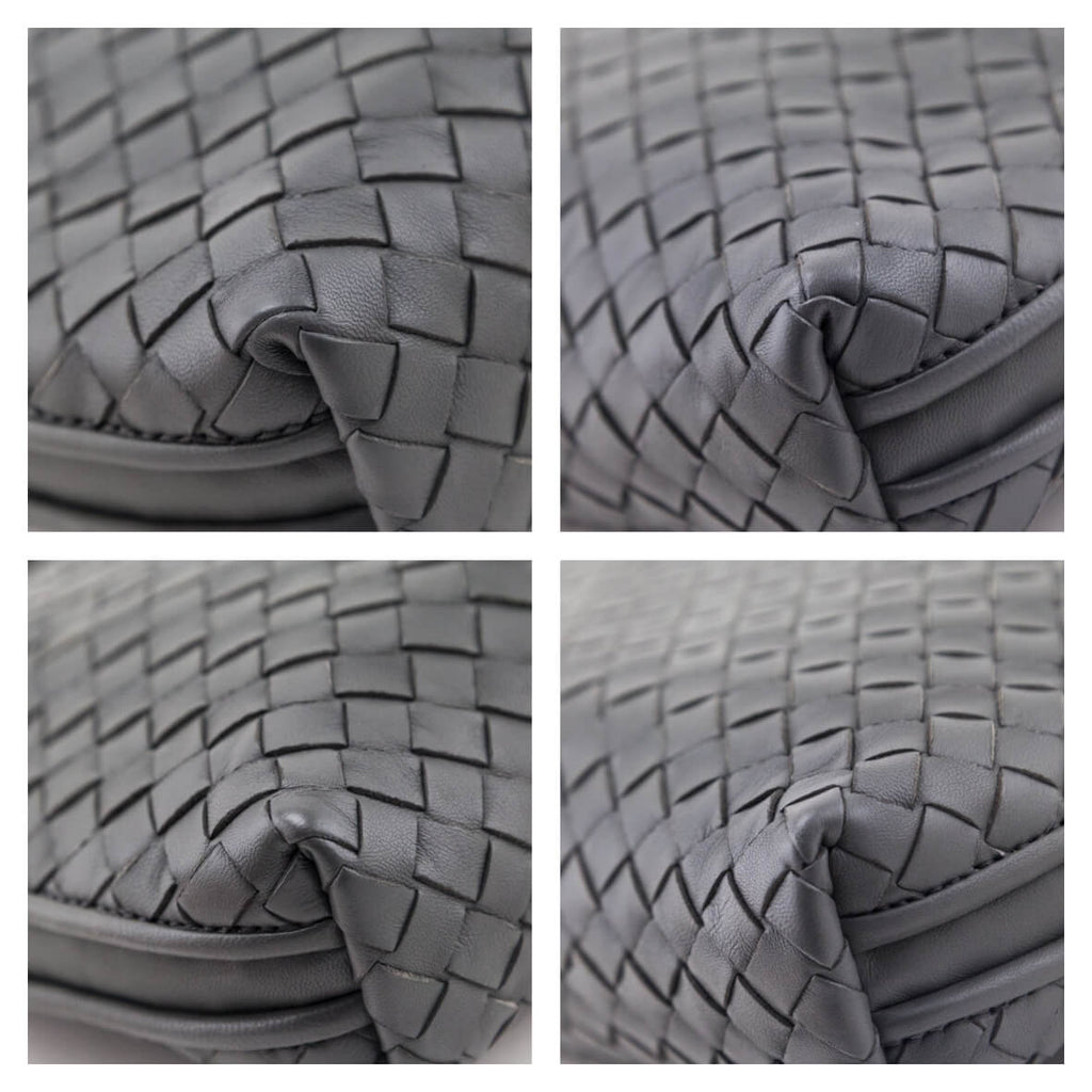 Bottega Veneta Gray Nappa Intrecciato Nodini Crossbody Messenger