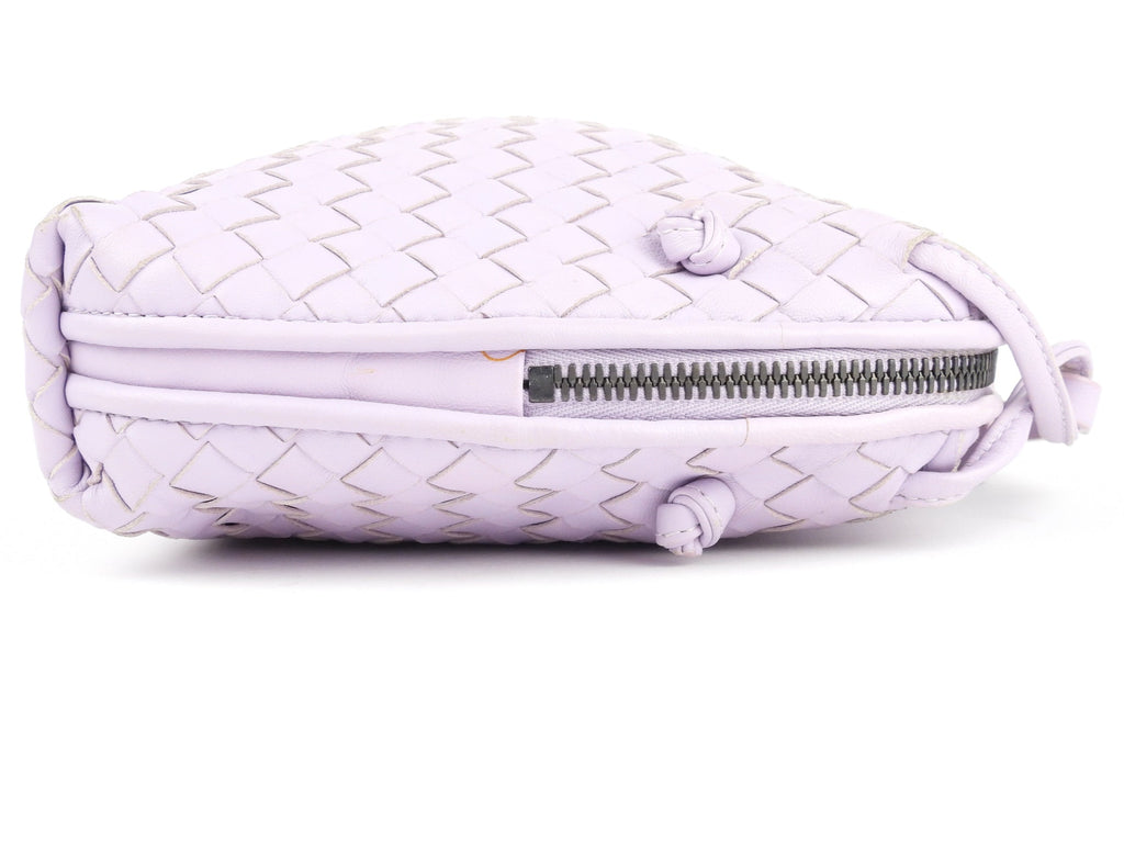 Bottega Veneta Pastel Purple Intrecciato Leather Zip Shoulder Bag