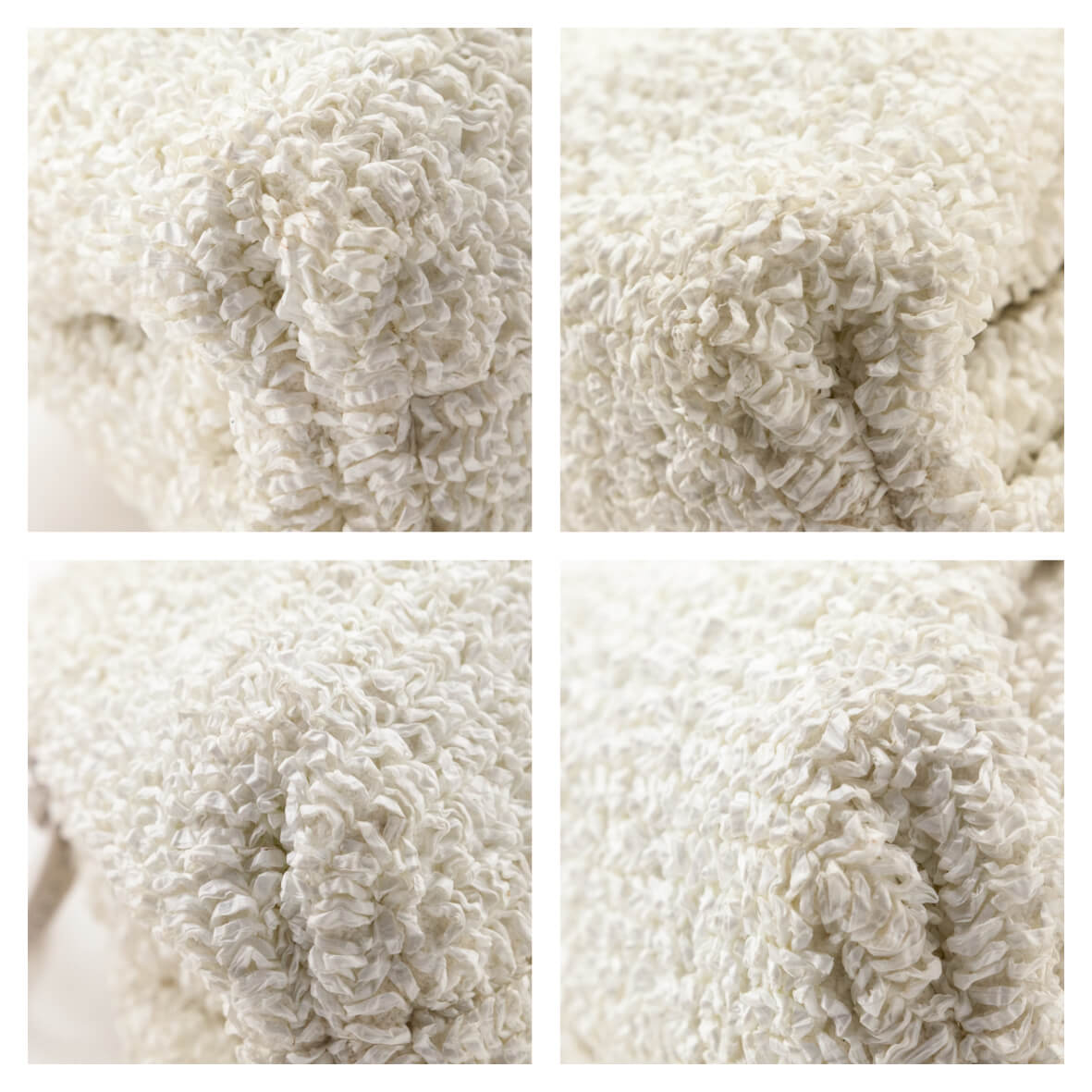 Bottega Veneta White Chalk Boucle Curly Raffia The Mini Pouch