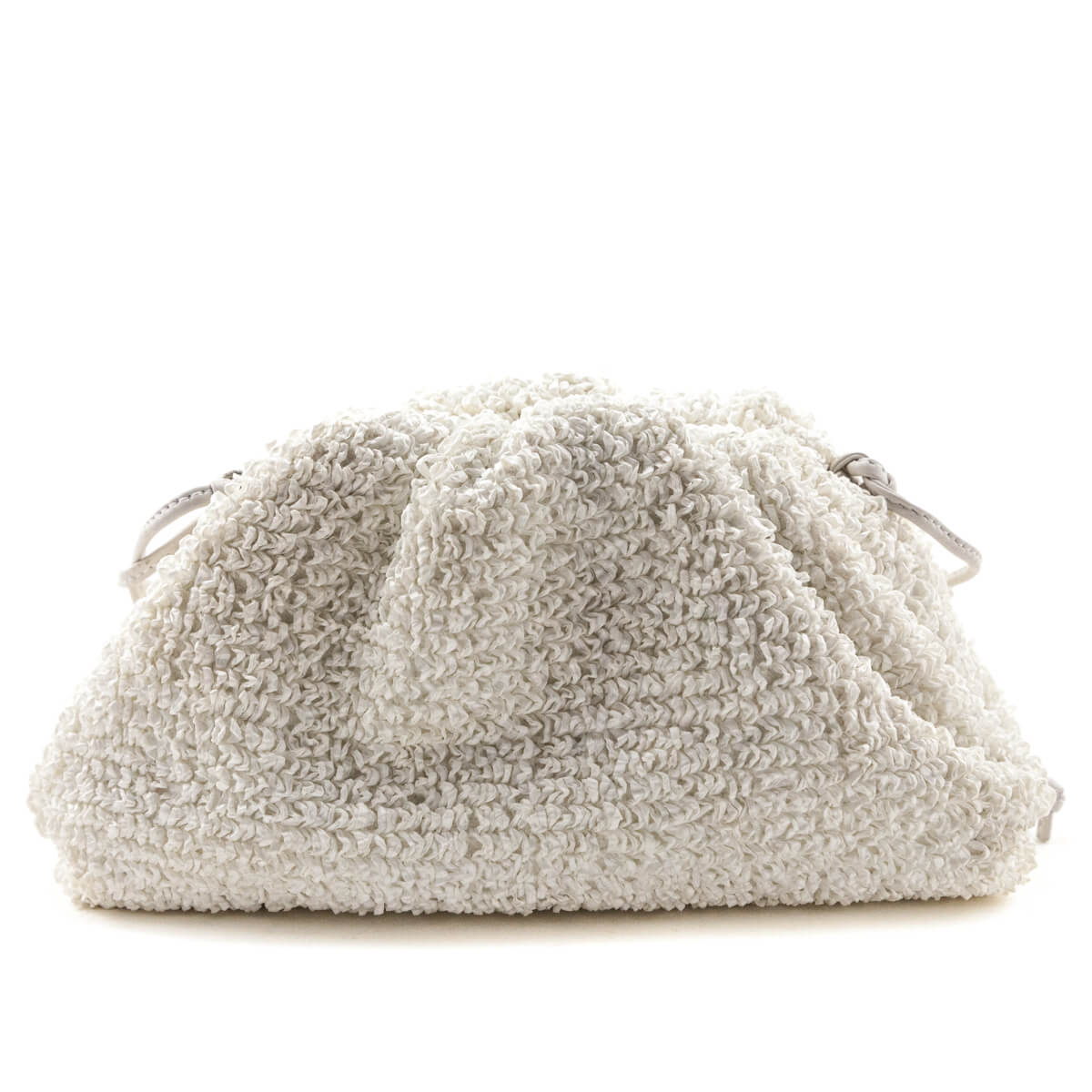 Bottega Veneta White Chalk Boucle Curly Raffia The Mini Pouch