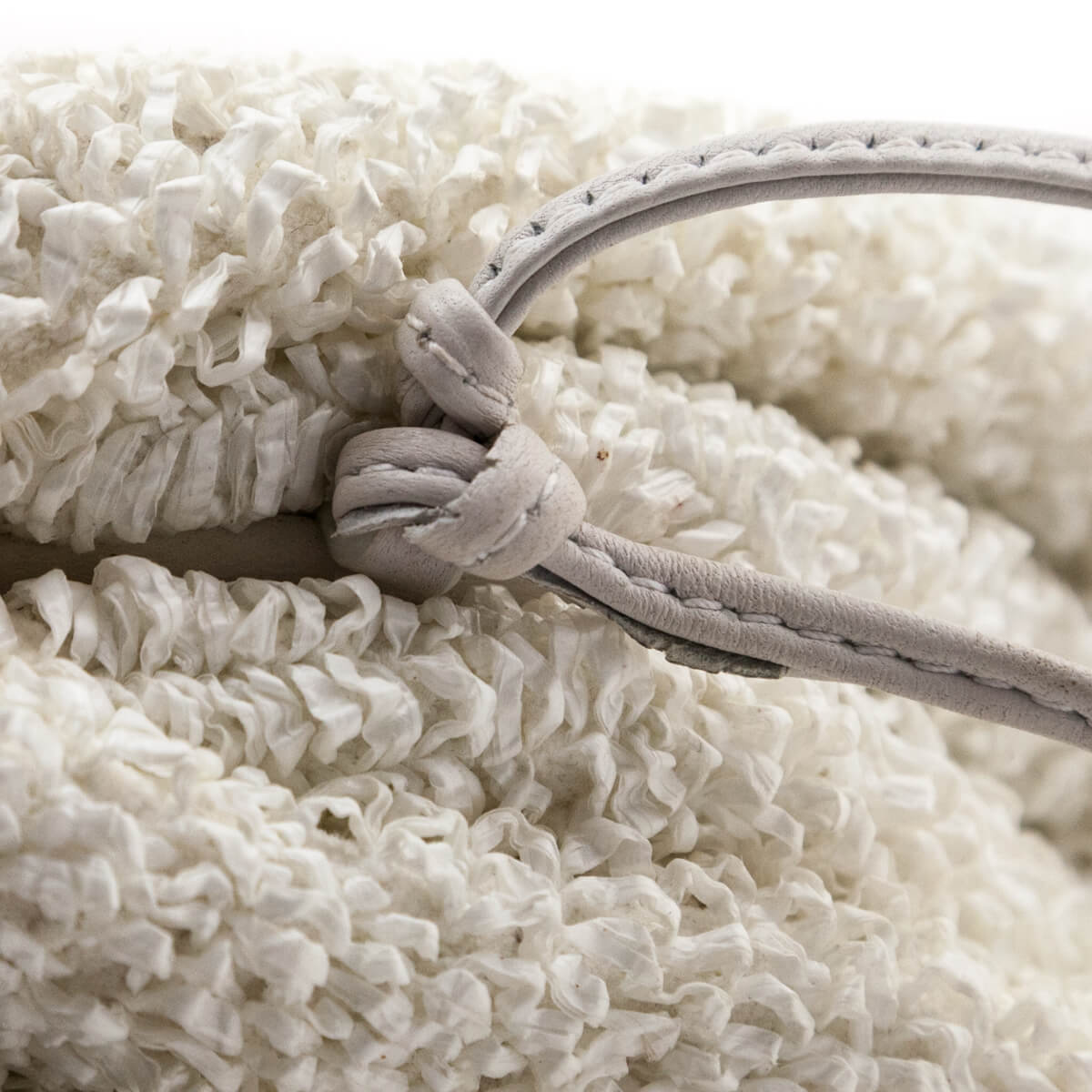 Bottega Veneta White Chalk Boucle Curly Raffia The Mini Pouch