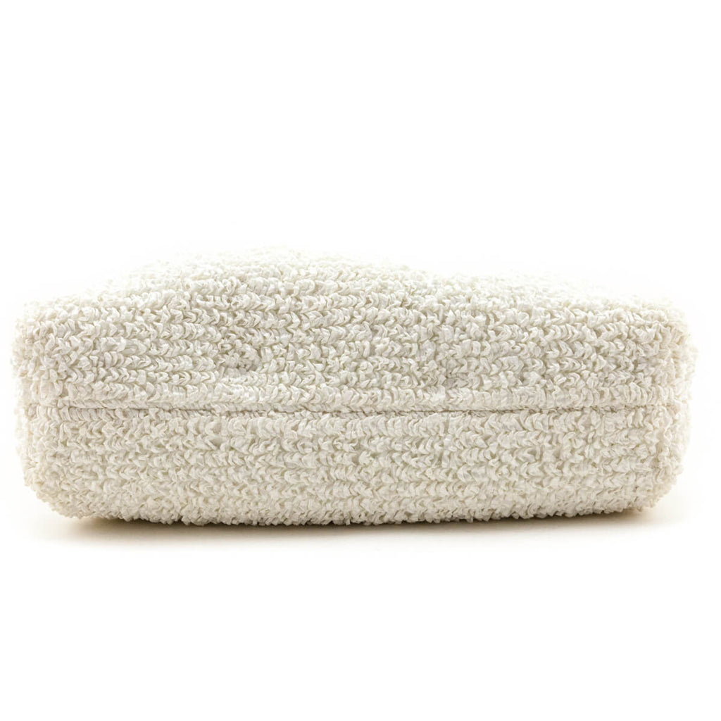 Bottega Veneta White Chalk Boucle Curly Raffia The Mini Pouch