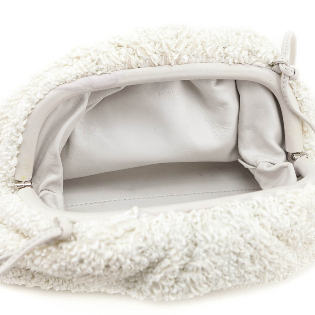 Bottega Veneta White Chalk Boucle Curly Raffia The Mini Pouch