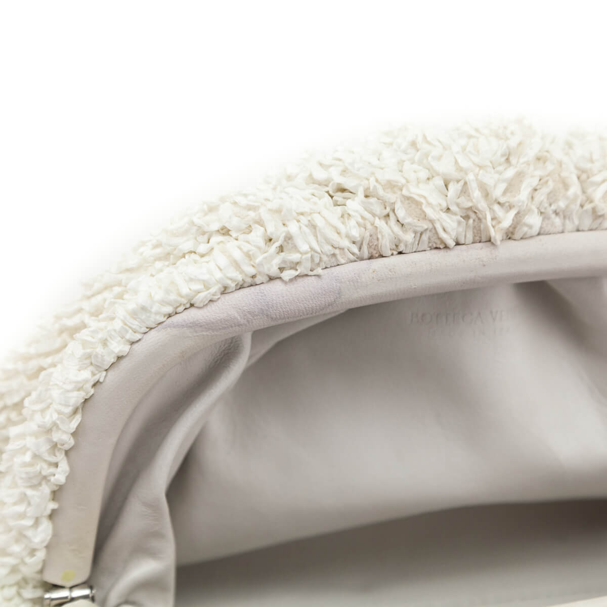 Bottega Veneta White Chalk Boucle Curly Raffia The Mini Pouch