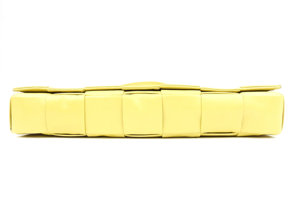 Bottega Veneta Yellow Shiny Leather Intrecciato Crossbody Shoulder Bag