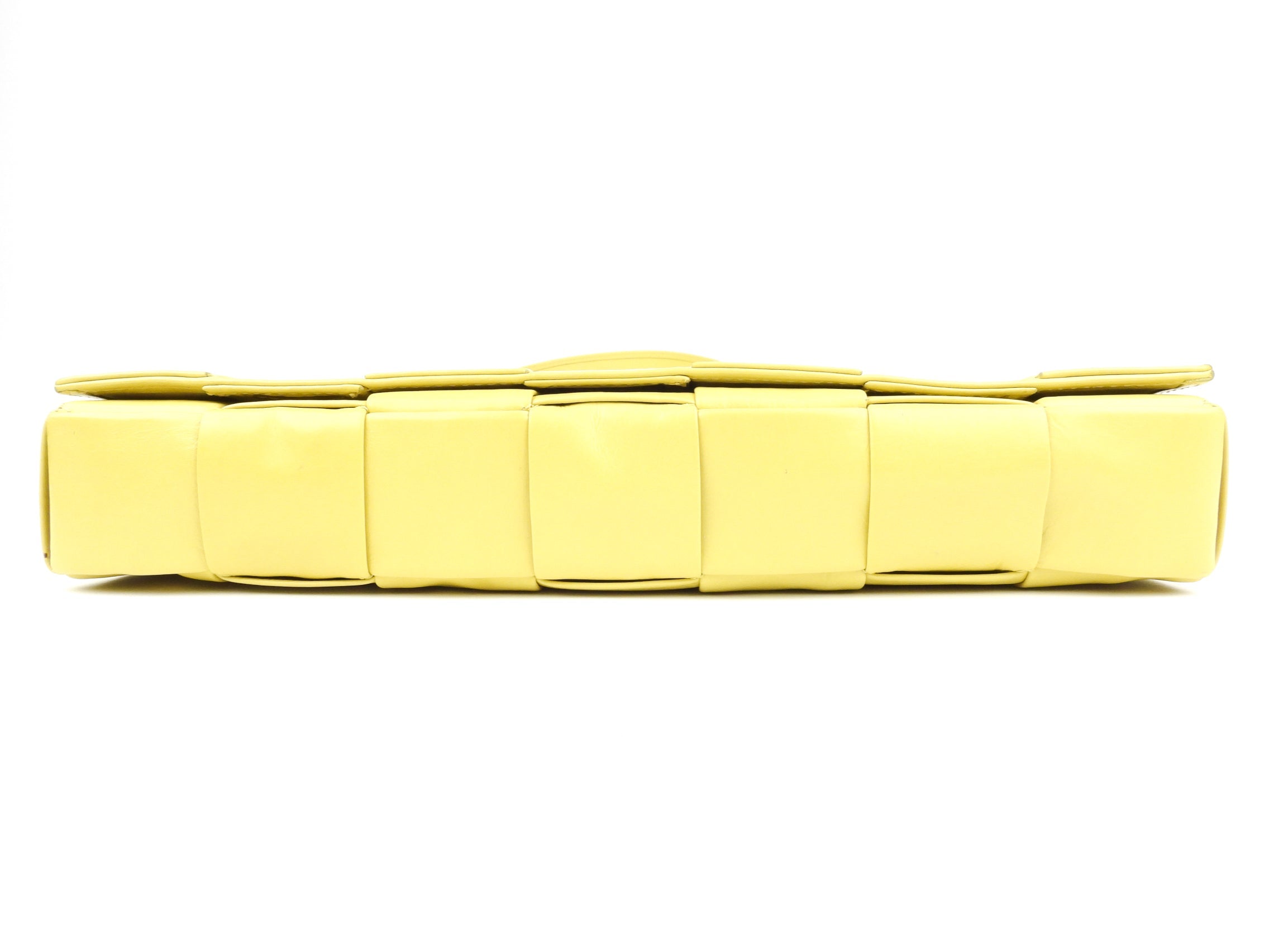 Bottega Veneta Yellow Shiny Leather Intrecciato Crossbody Shoulder Bag