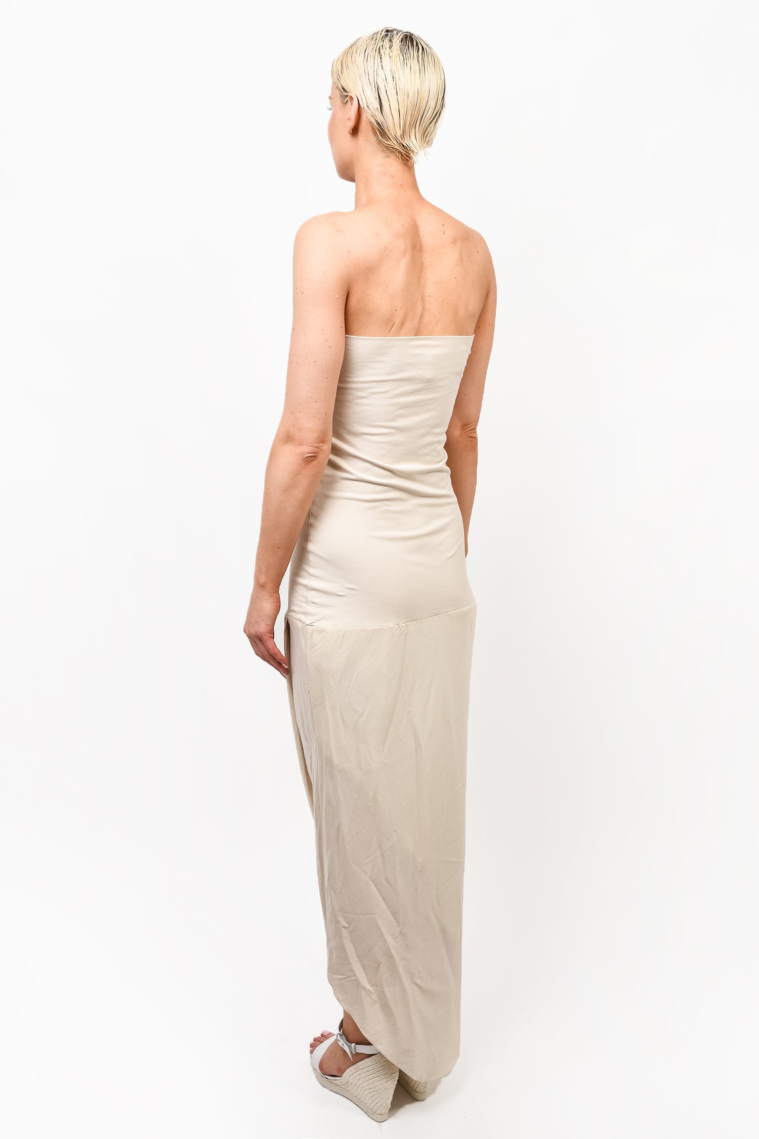 Brunello Cucinelli Beige Silk Sleeveless Tube Midi Dress Size XL