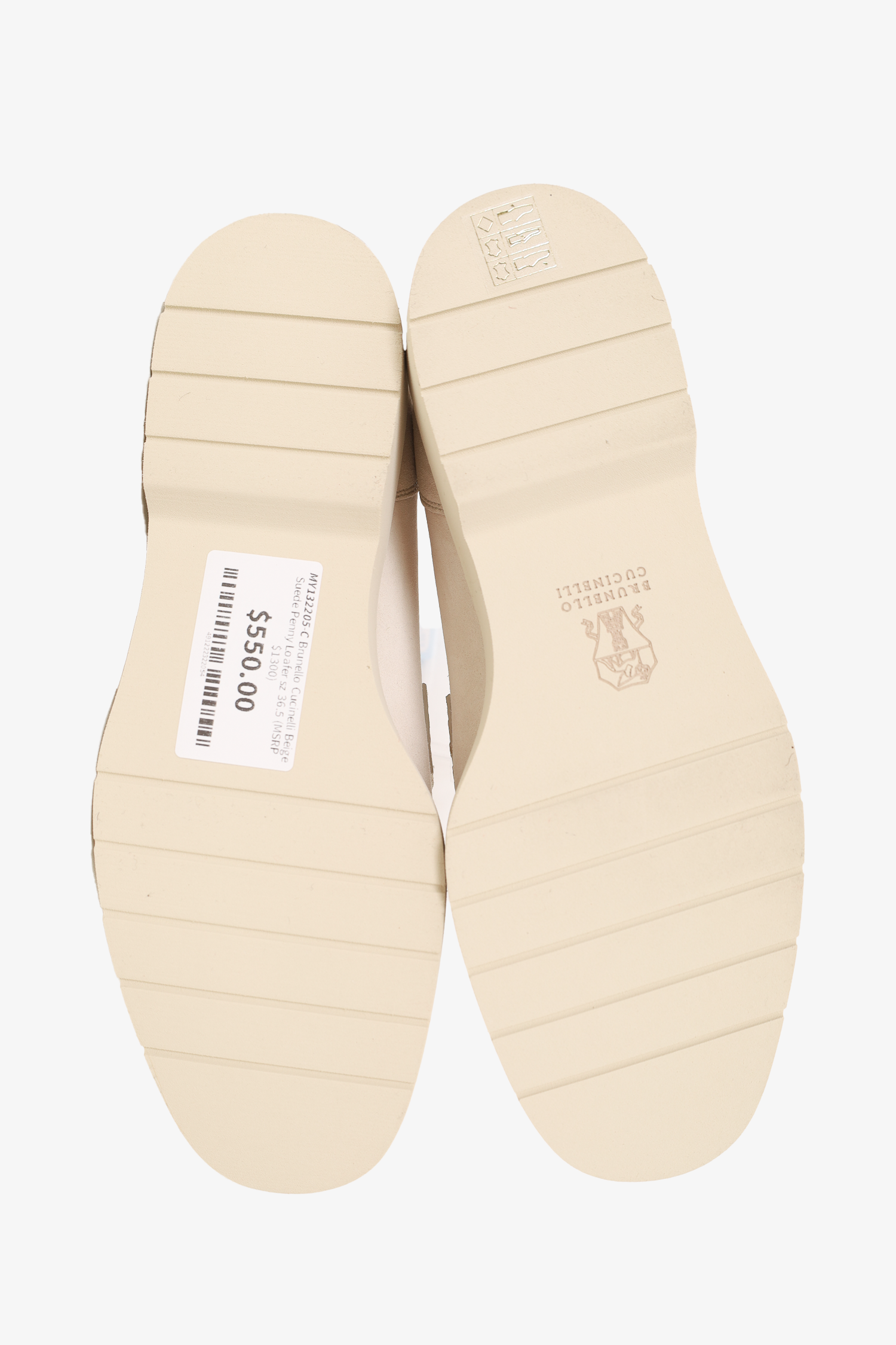Brunello Cucinelli Beige Suede Penny Loafer Size 36.5