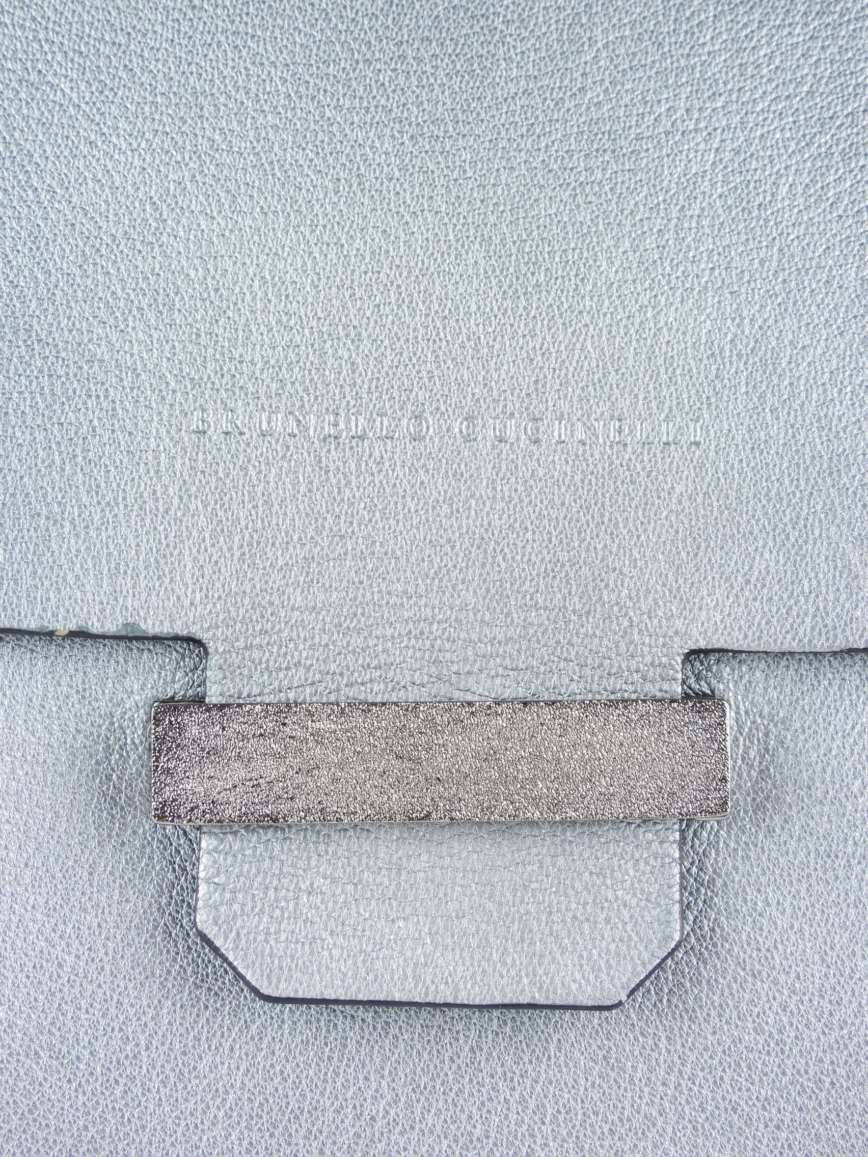 Brunello Cucinelli Pale Blue Metallic Leather Satchel Bag