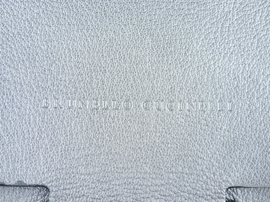 Brunello Cucinelli Pale Blue Metallic Leather Satchel Bag