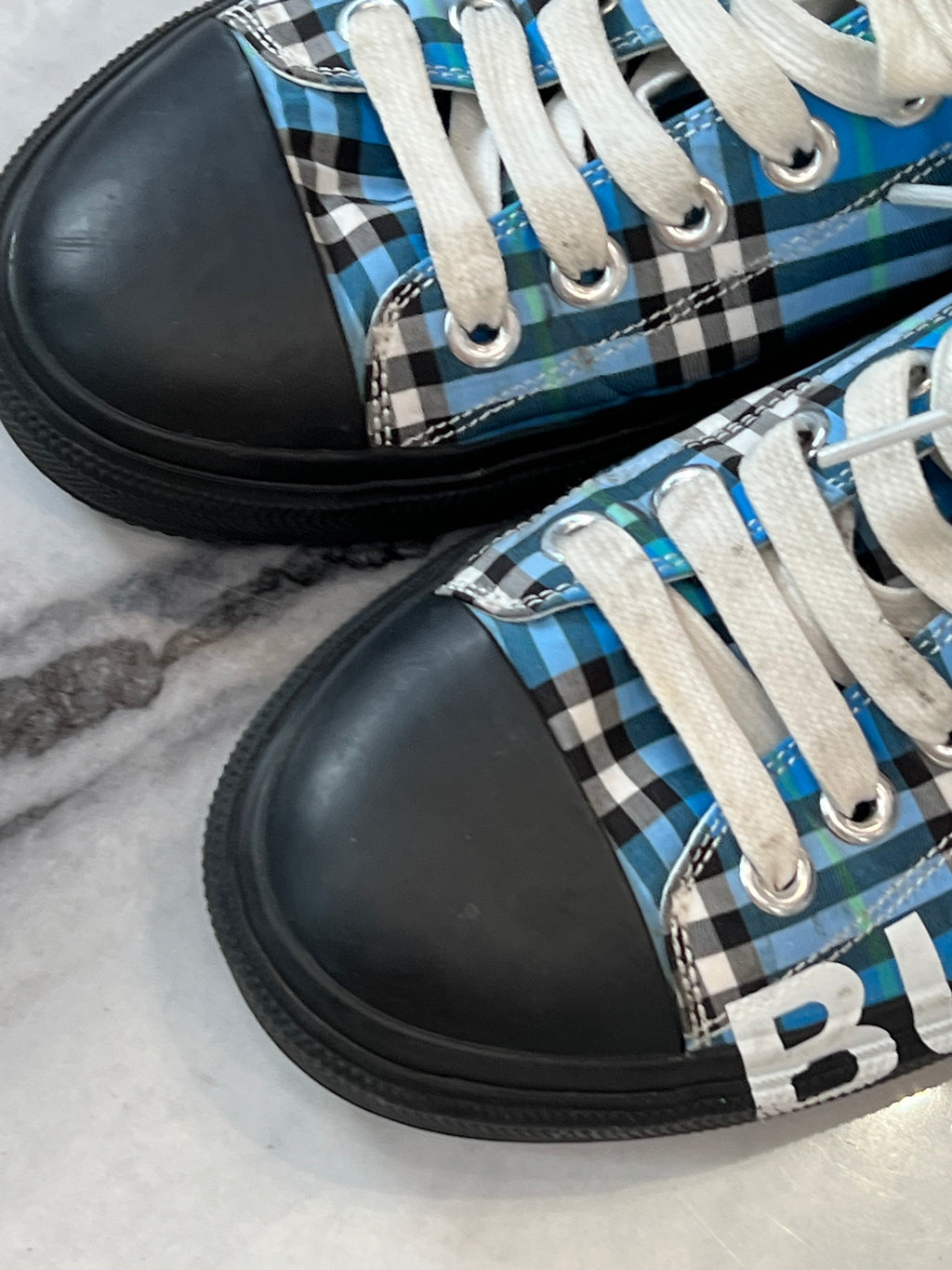 BURBERRY BLUE CHECK LARKHALL SNEAKERS
