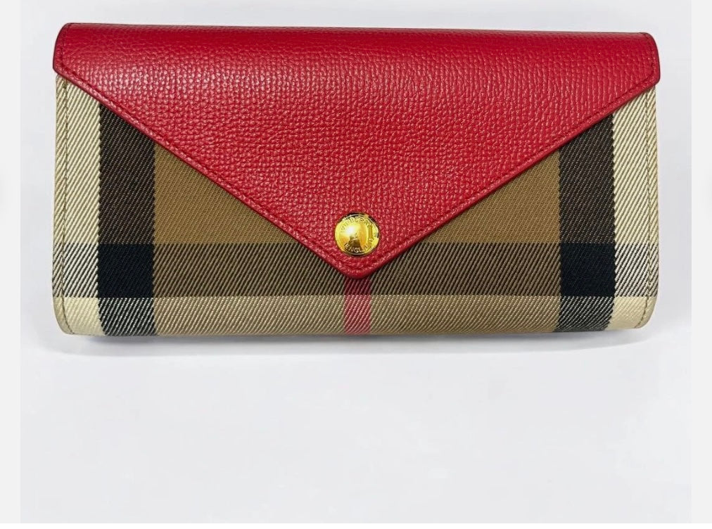 BURBERRY HALTON HILLS CHECK CANVAS & CALFSKIN LEATHER WALLET