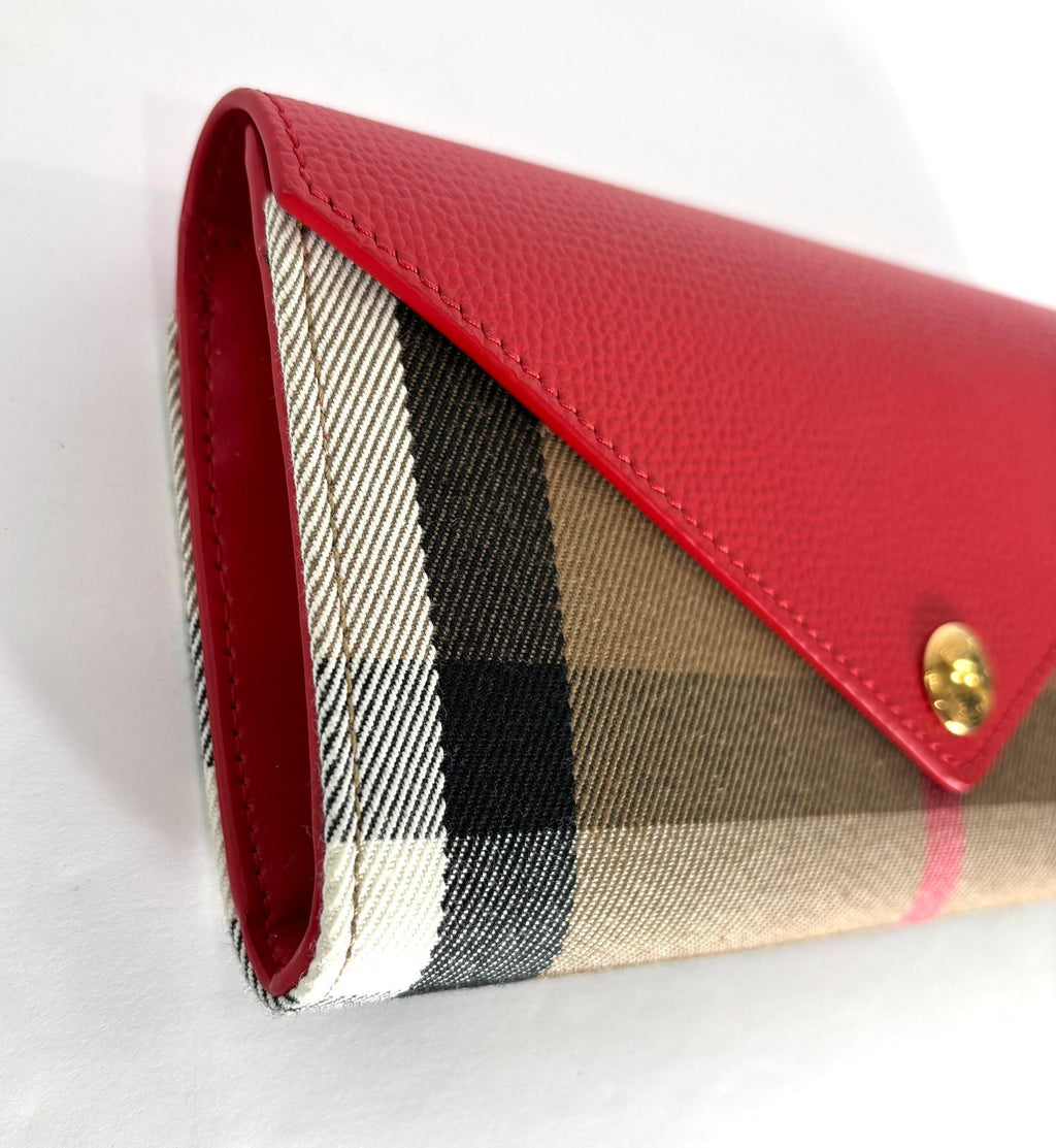 BURBERRY HALTON HILLS CHECK CANVAS & CALFSKIN LEATHER WALLET