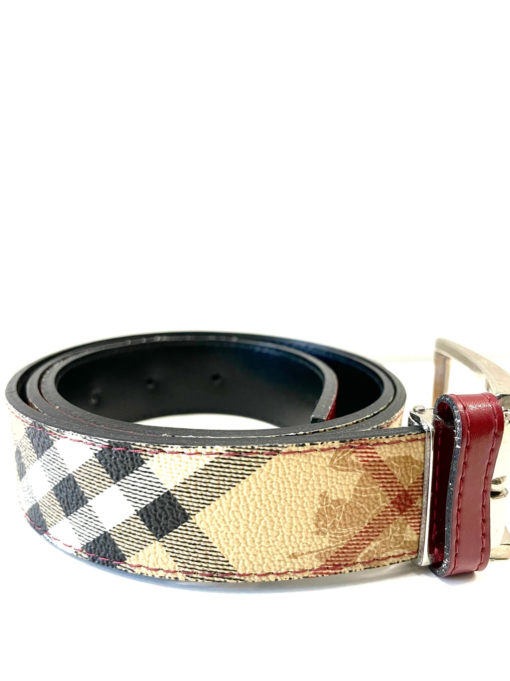 BURBERRY HOUSE CHECK VINTAGE CANVAS LEATHER BELT