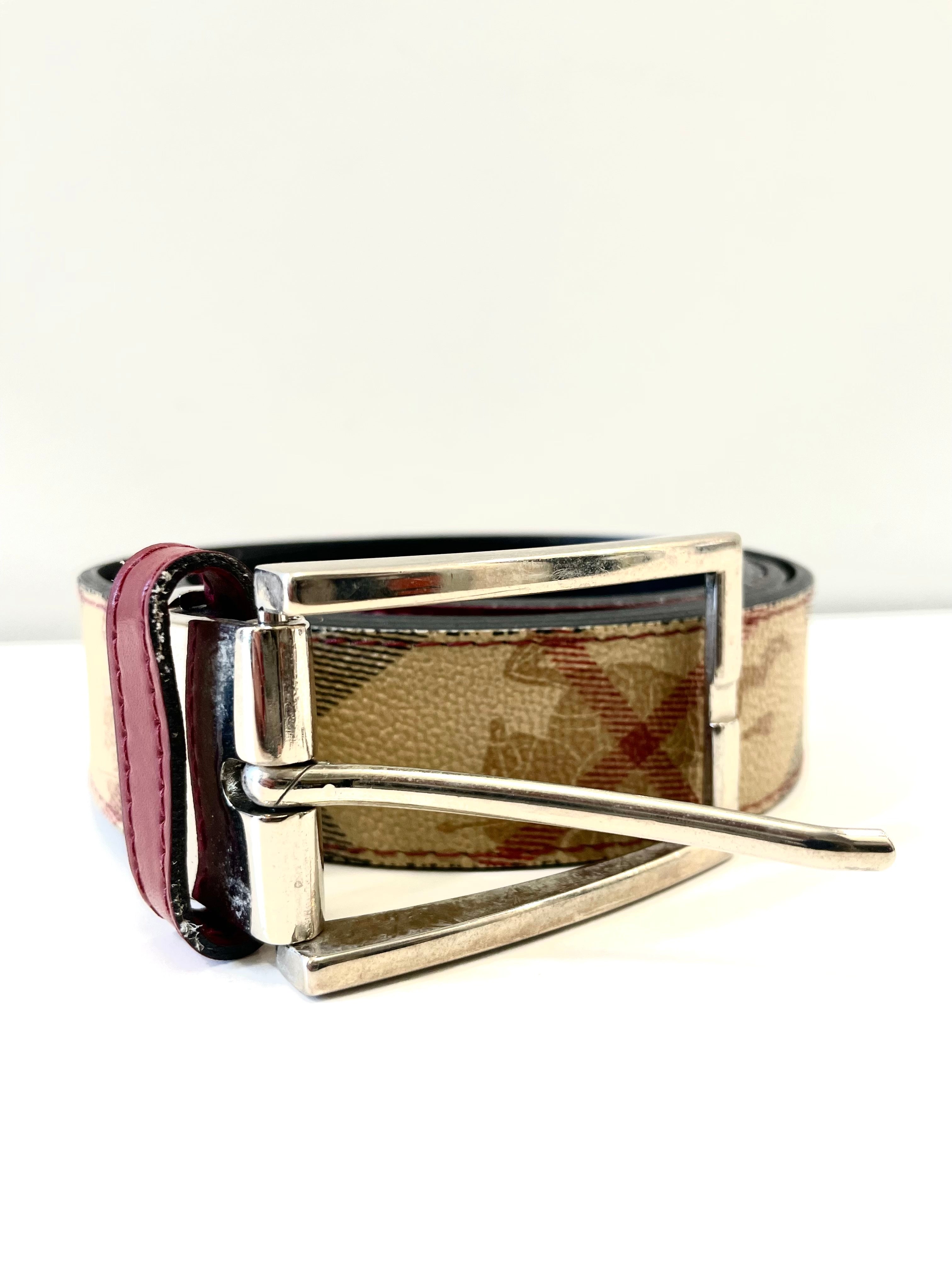 BURBERRY HOUSE CHECK VINTAGE CANVAS LEATHER BELT