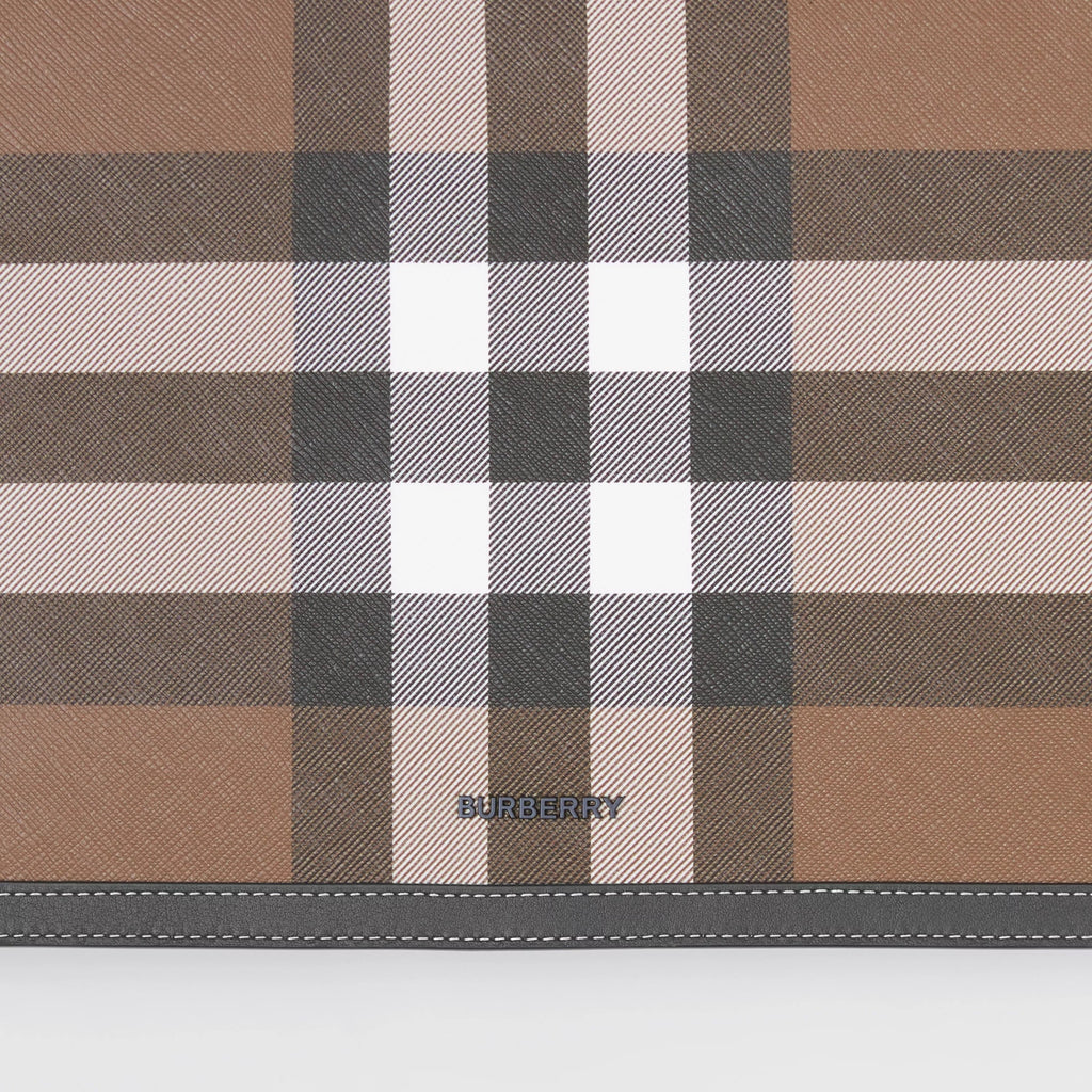 BURBERRY HOUSE CHECK & LEATHER ZIP POUCH CLUTCH