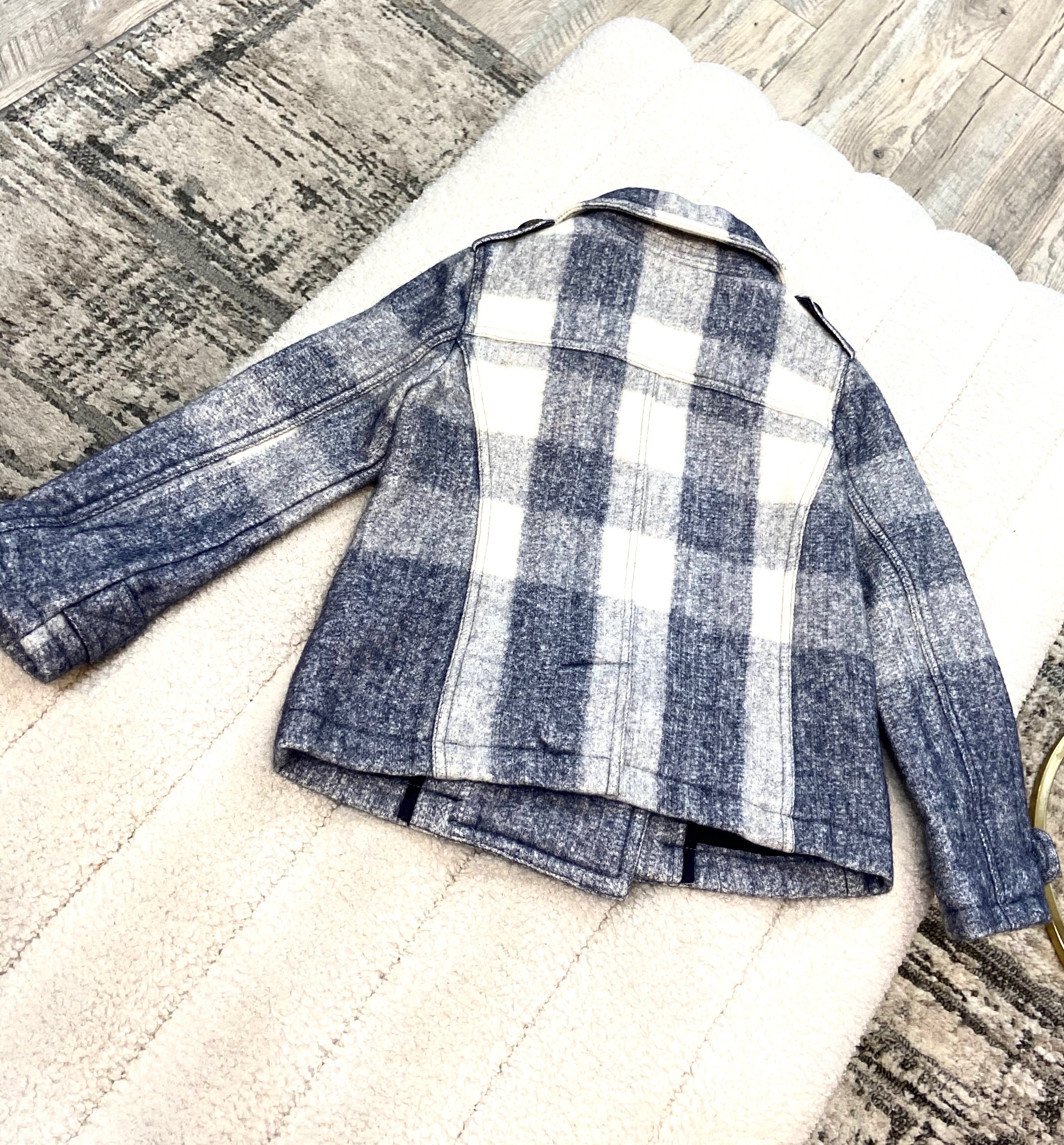 BURBERRY TODDLER BLUE PLAID PEA COAT
