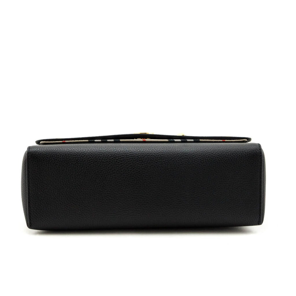 Burberry Black Grainy Calfskin Vintage Check Note Crossbody Bag