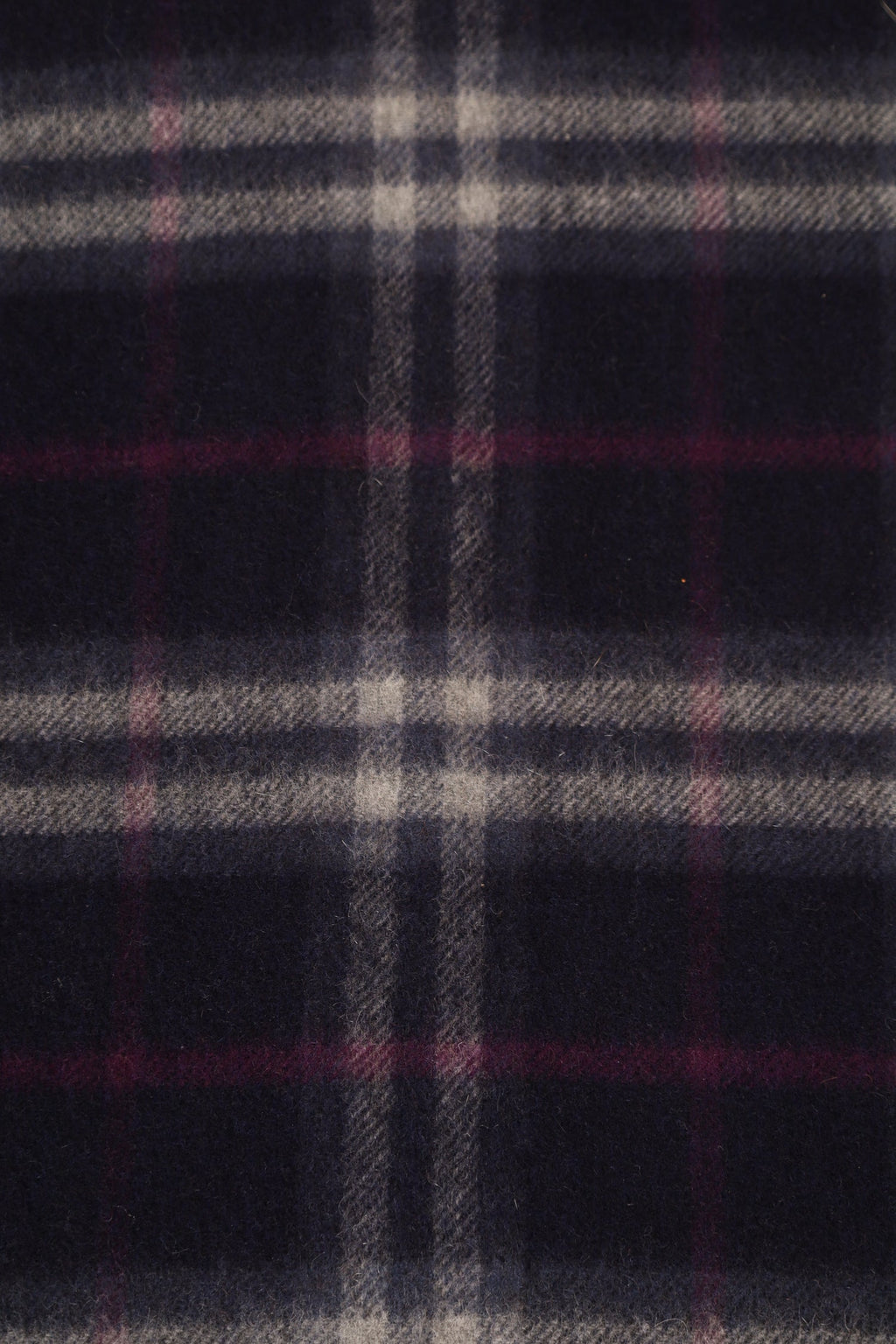 Burberry Blue Check Cashmere Frindge-Edge Scarf