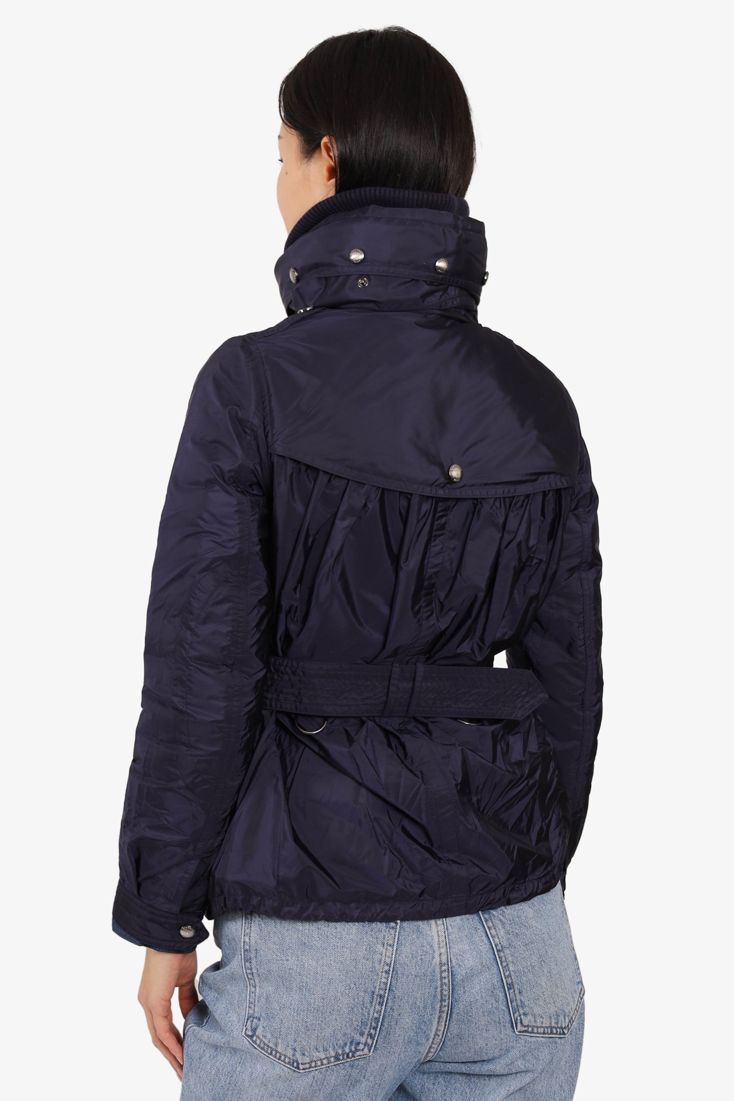 Burberry Brit Navy Down Belted Puffer Coat with Detachable Vest Size X-Small