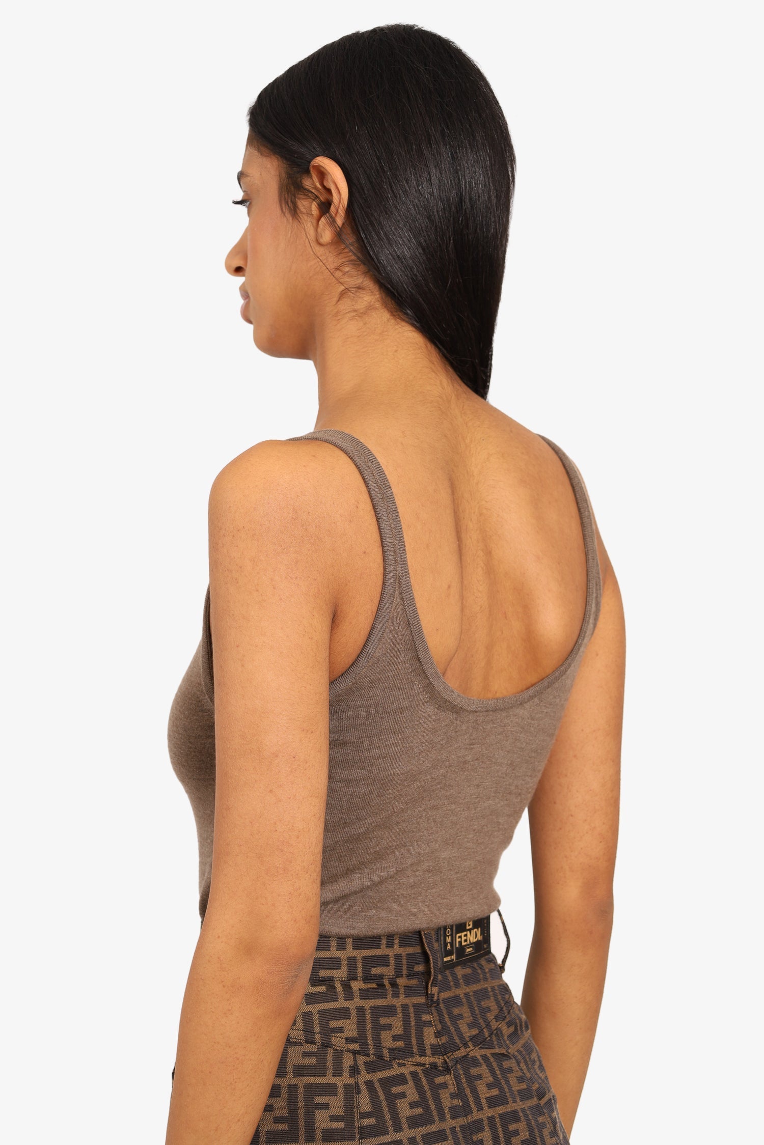 Burberry Brown Cashmere Logo Embroidery Bodysuit Size M