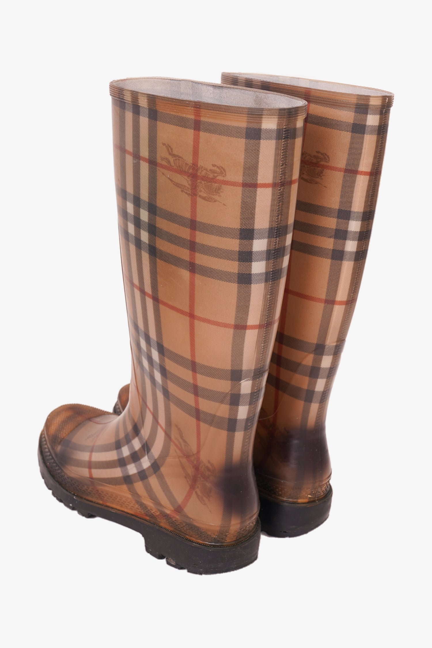 Burberry Brown Check Rubber Rainboots Size 38