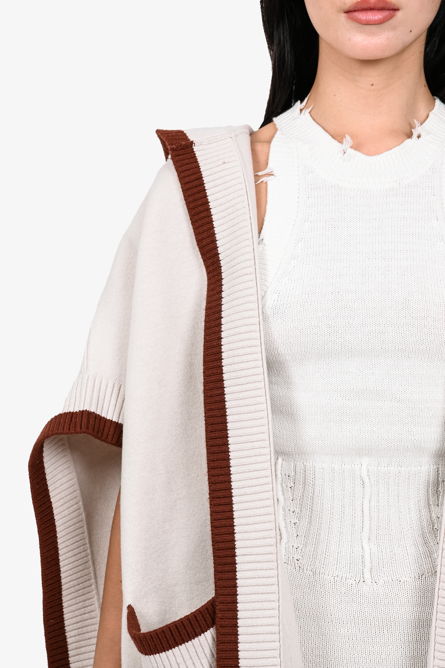 Burberry Cream/Brown Wool Hooded Cape