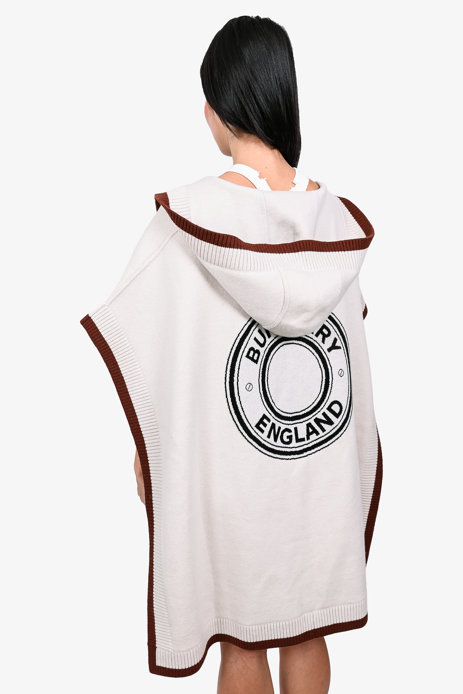 Burberry Cream/Brown Wool Hooded Cape