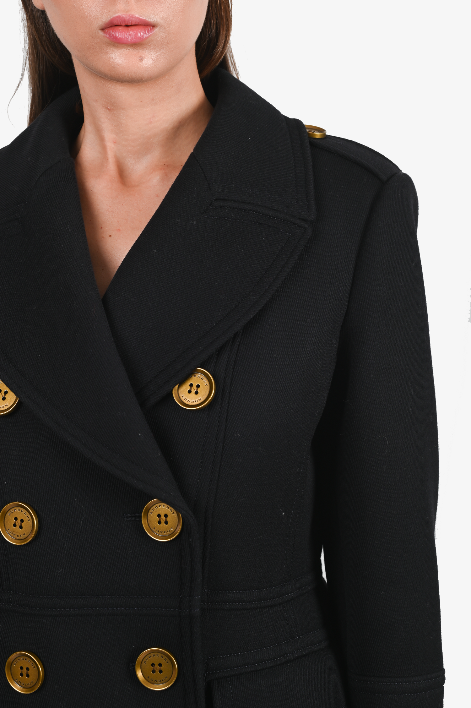 Burberry London Navy Wool Double Breasted Coat Size 14
