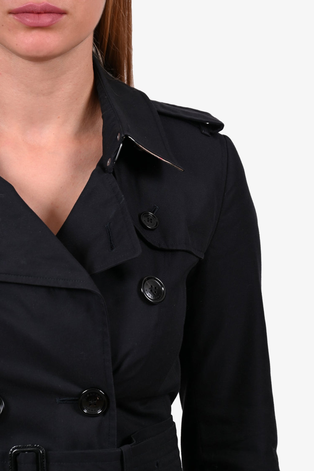 Burberry Navy Blue Cotton 'Chelsea' Trench Coat with Belt Size 0
