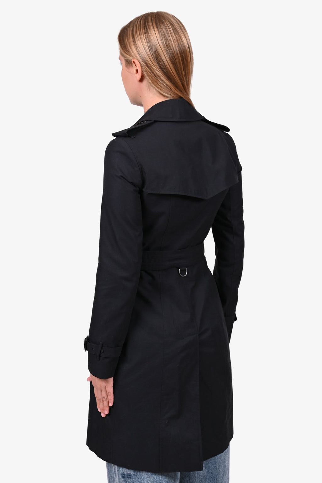 Burberry Navy Blue Cotton 'Chelsea' Trench Coat with Belt Size 0