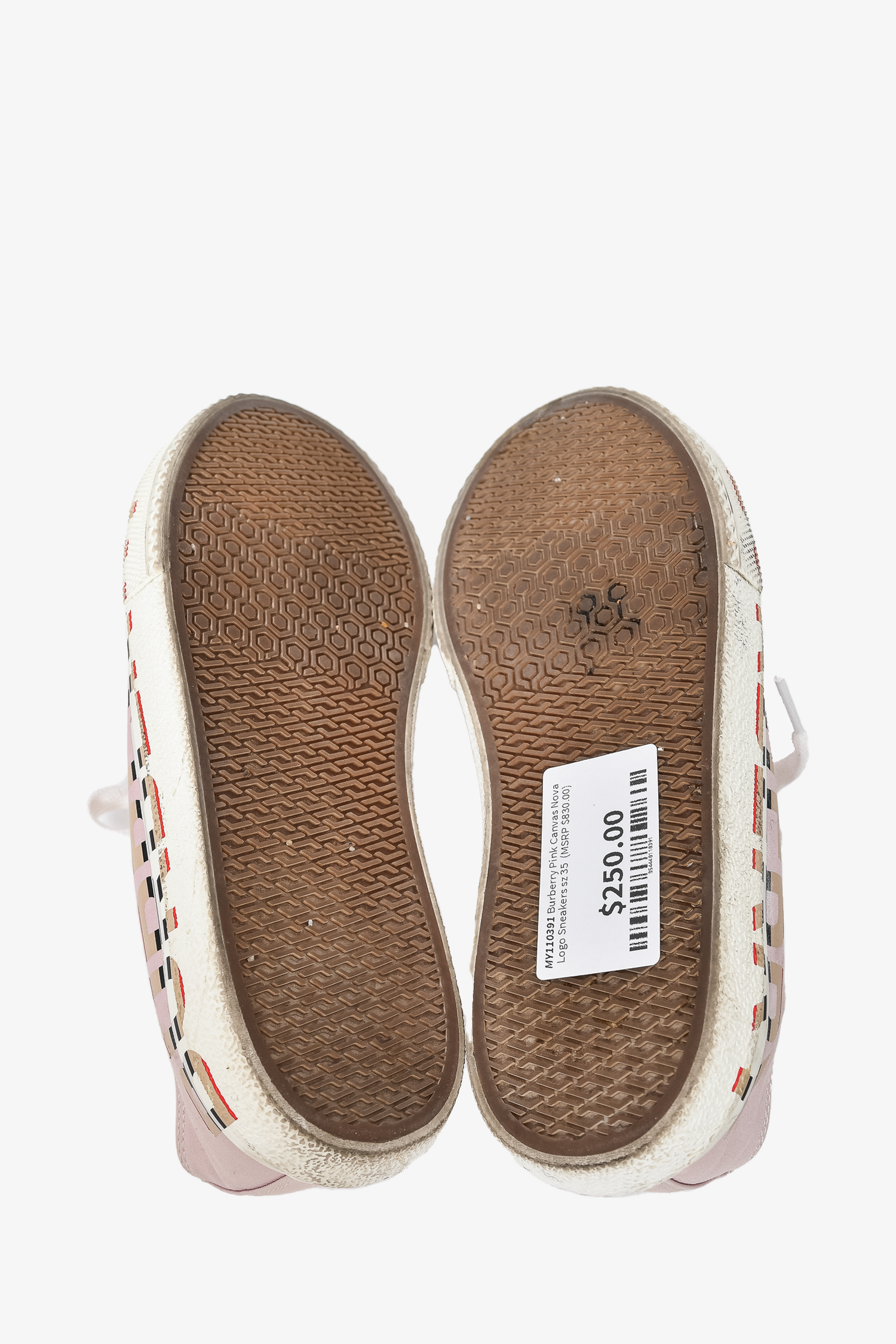 Burberry Pink Canvas Nova Logo Sneakers Size 35