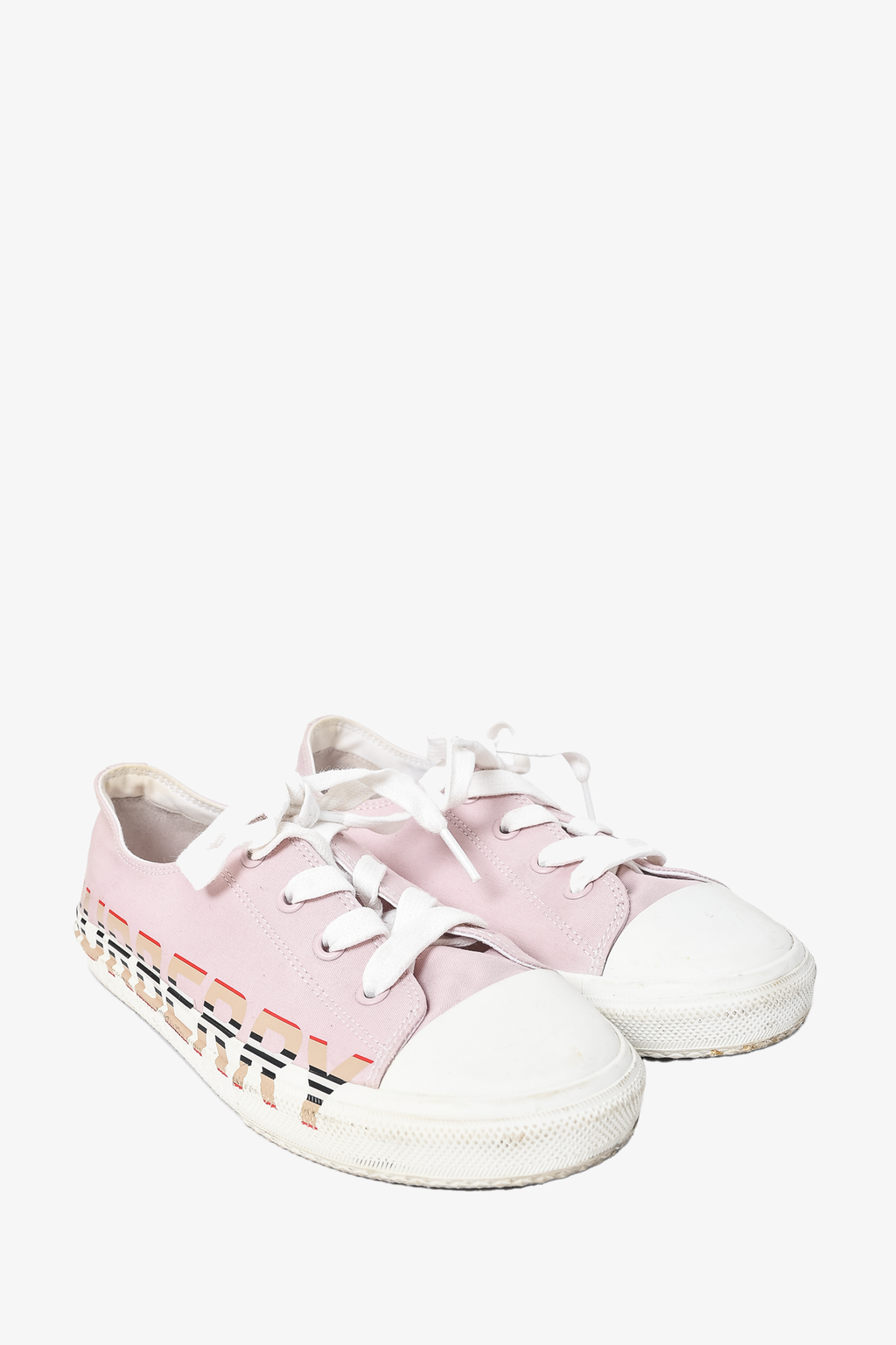 Burberry Pink Canvas Nova Logo Sneakers Size 35
