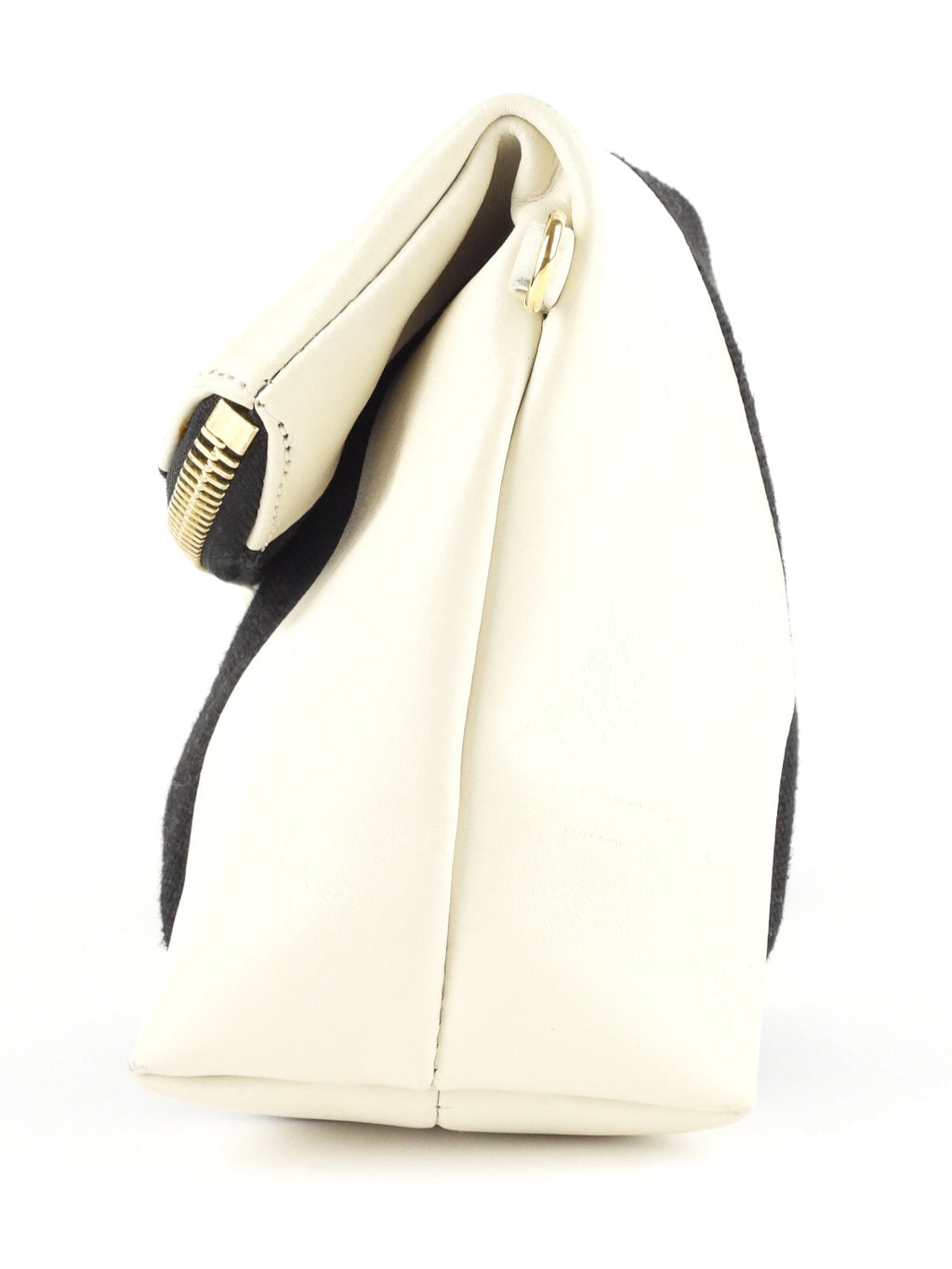 Burberry Prorsum Black and White Striped Coated Canvas Fold-Over Zip Pouch with Strap