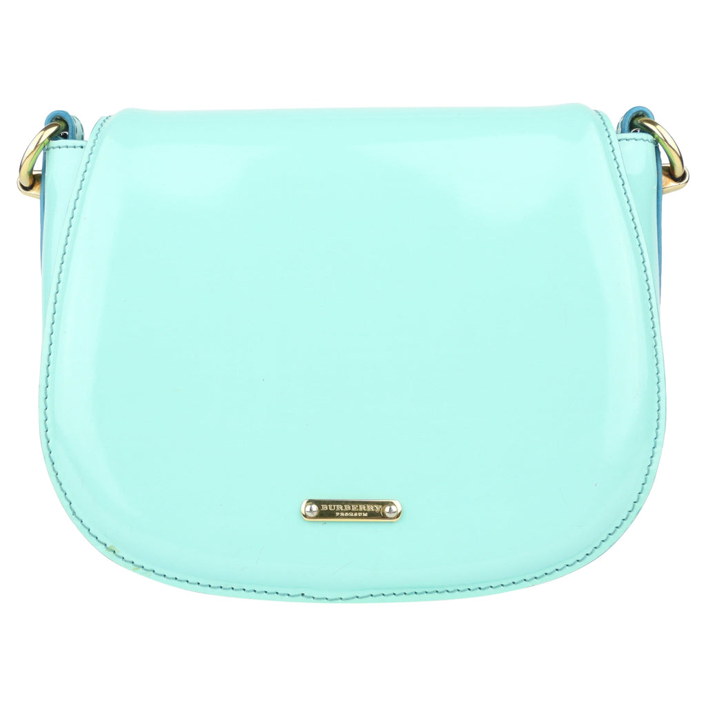 Burberry Prorsum Small Aqua Patent Leather Crossbody Shoulder Bag