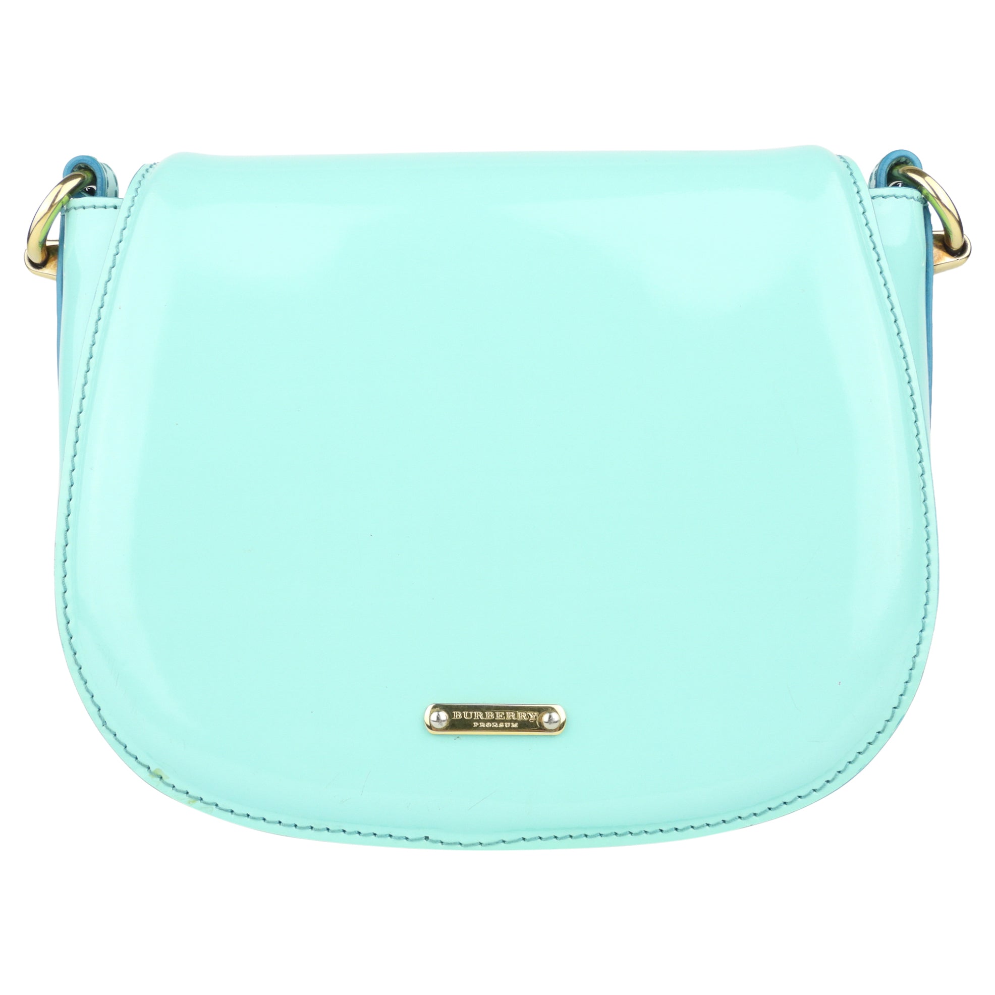 Burberry Prorsum Small Aqua Patent Leather Crossbody Shoulder Bag