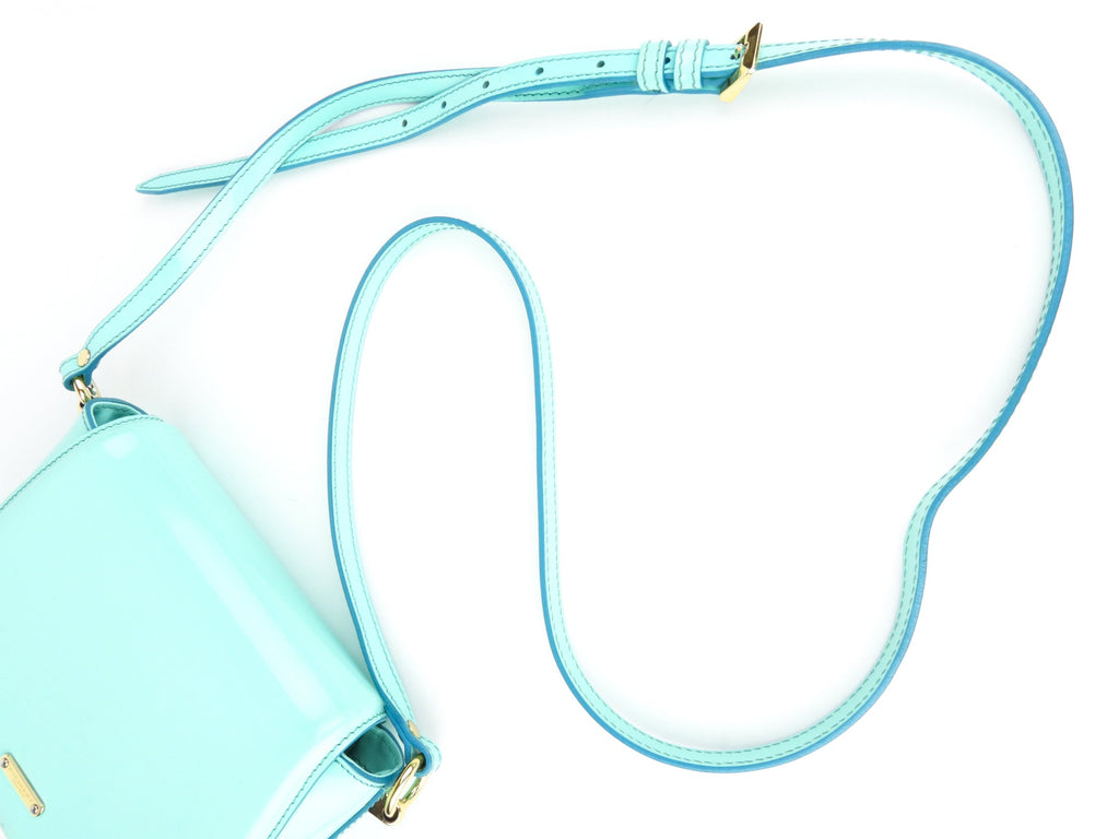 Burberry Prorsum Small Aqua Patent Leather Crossbody Shoulder Bag